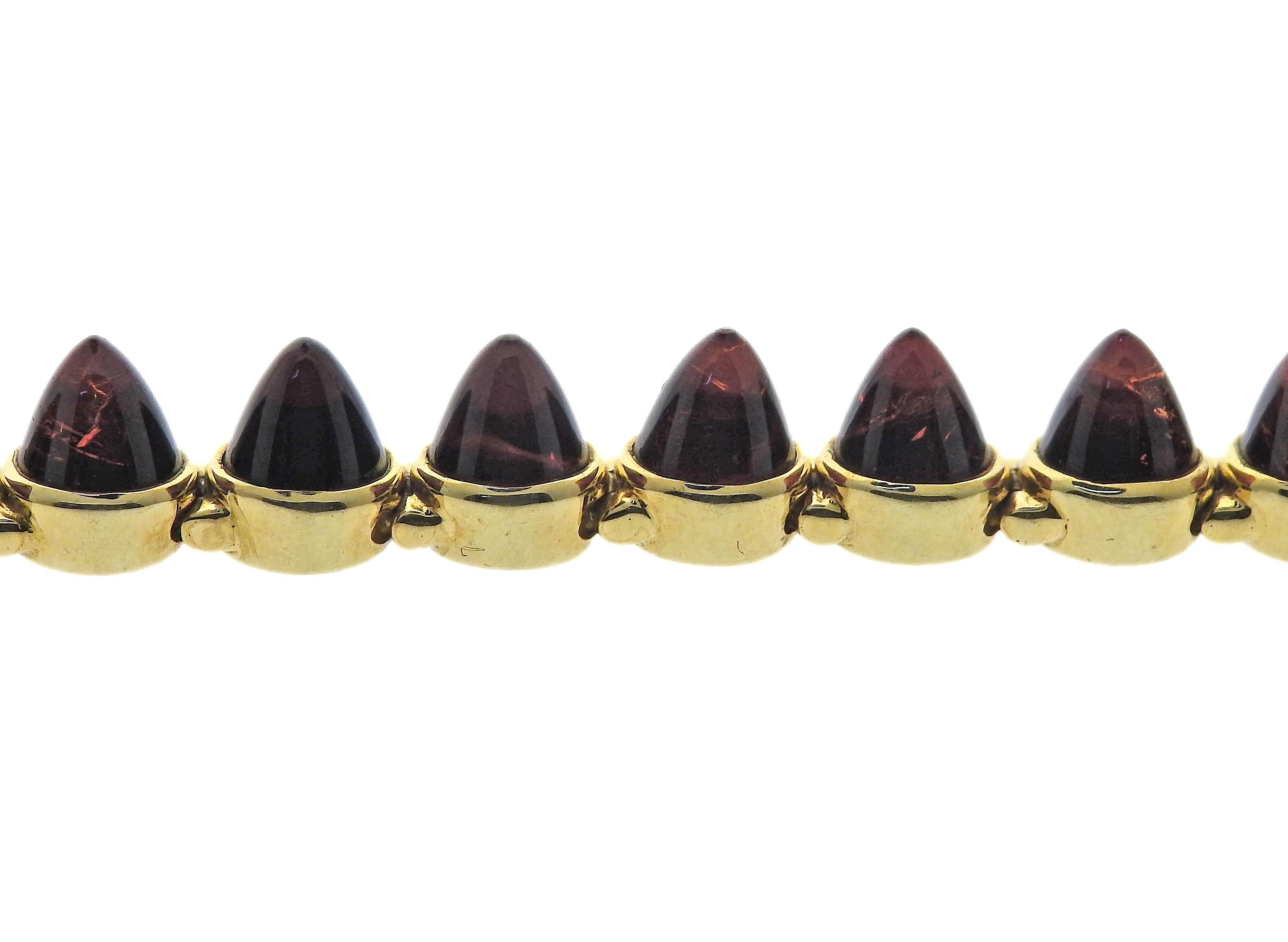 Cabochon Laura Munder Gold Garnet Bracelet For Sale