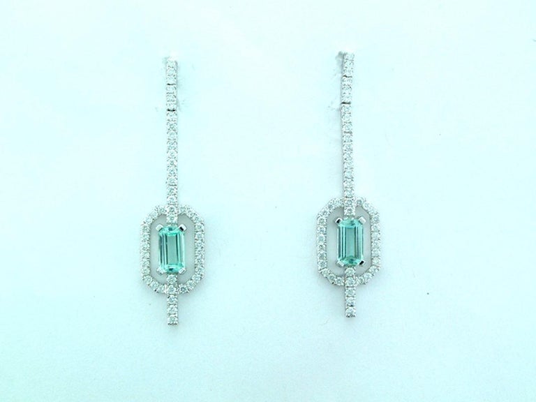 Laura Munder Mint Green Tourmaline Diamond White Gold Earrings In New Condition For Sale In West Palm Beach, FL