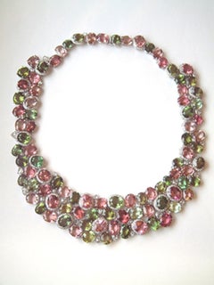 Laura Munder Pink Green Tourmaline Diamond Necklace