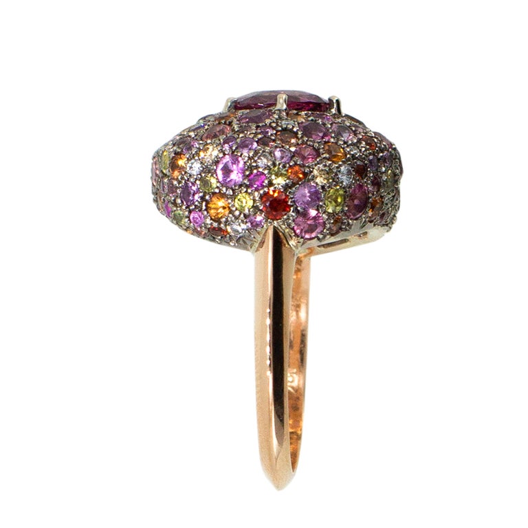 Laura Munder Pink Spinel Diamond Sapphire Tourmaline Citrine Fashion Ring In New Condition For Sale In West Palm Beach, FL