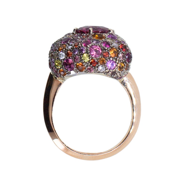 Women's Laura Munder Pink Spinel Diamond Sapphire Tourmaline Citrine Fashion Ring For Sale