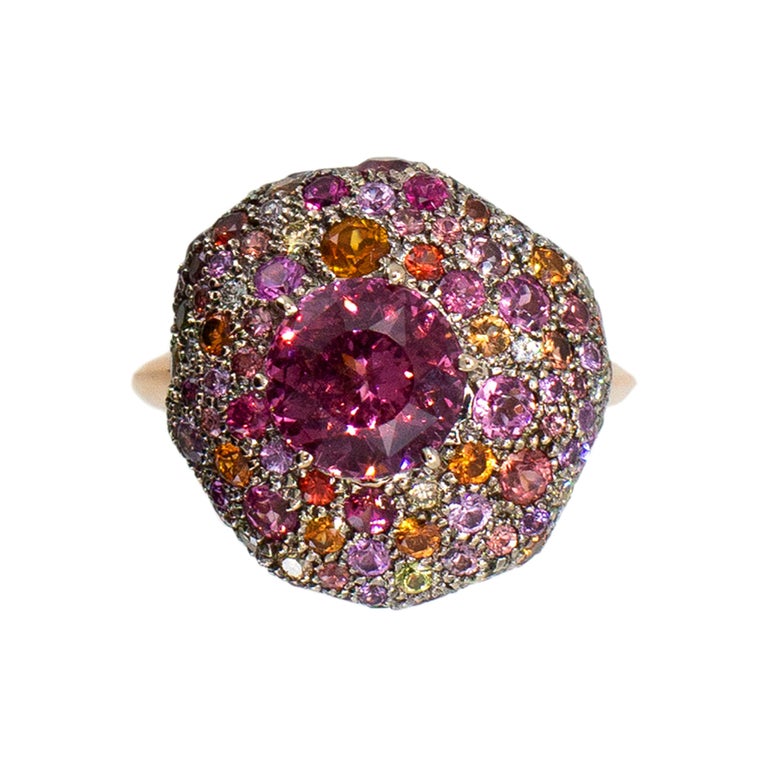 Laura Munder Pink Spinel Diamond Sapphire Tourmaline Citrine Fashion Ring For Sale