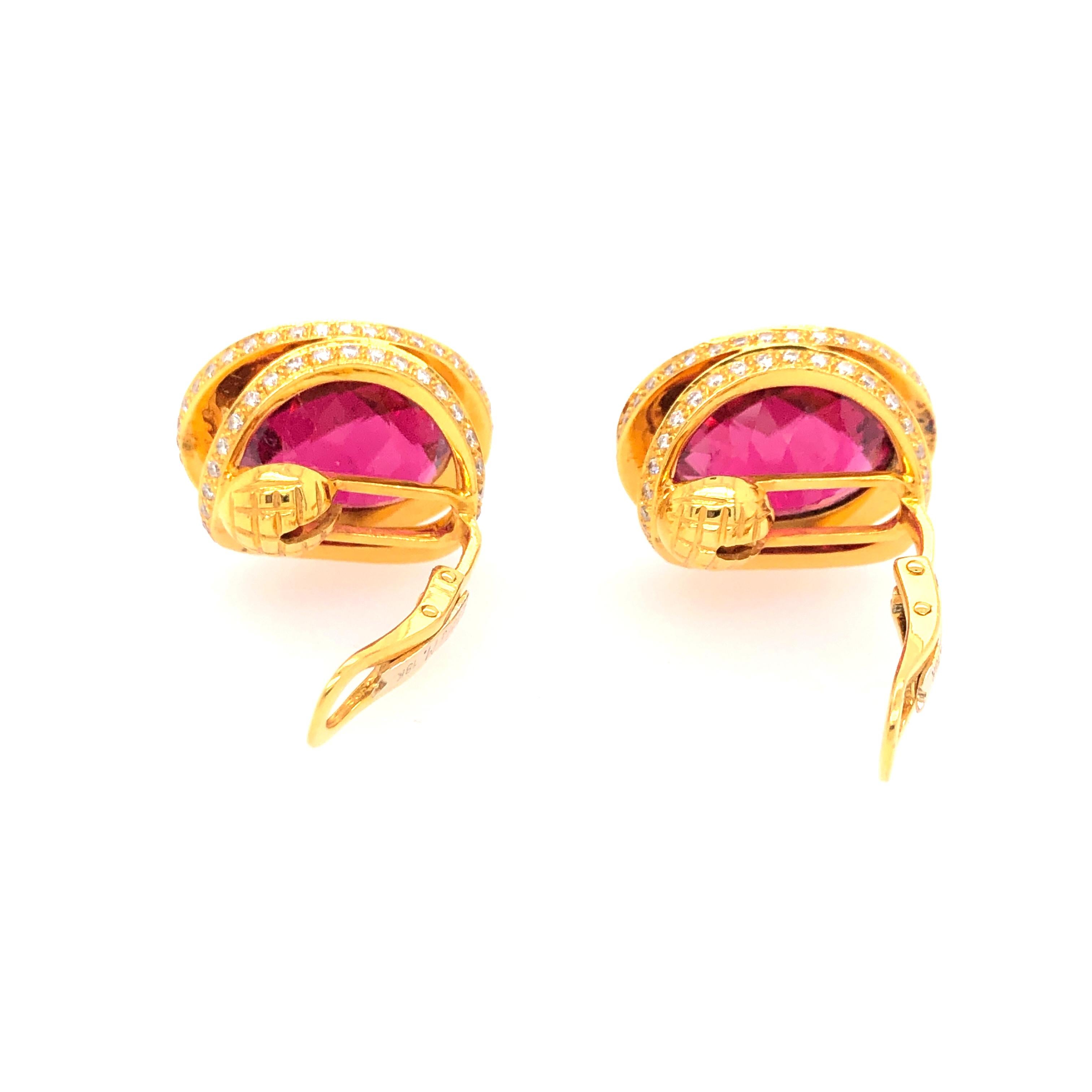 Contemporary Laura Munder Rubellite and Diamond Earrings