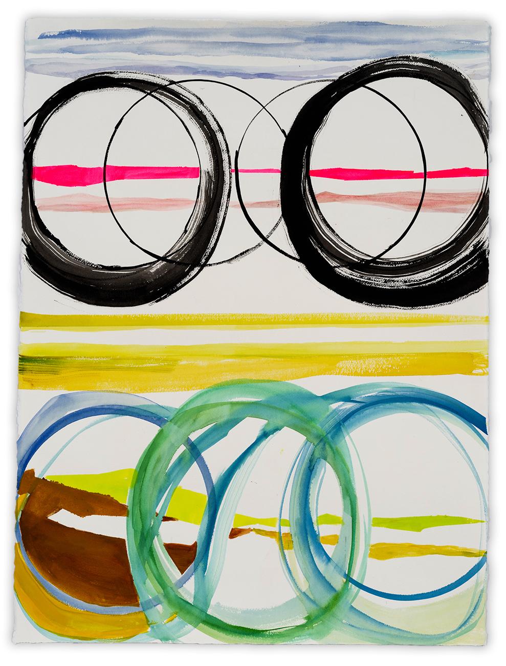 Laura Newman Abstract Drawing - Circles And Lines (Abstract painting)