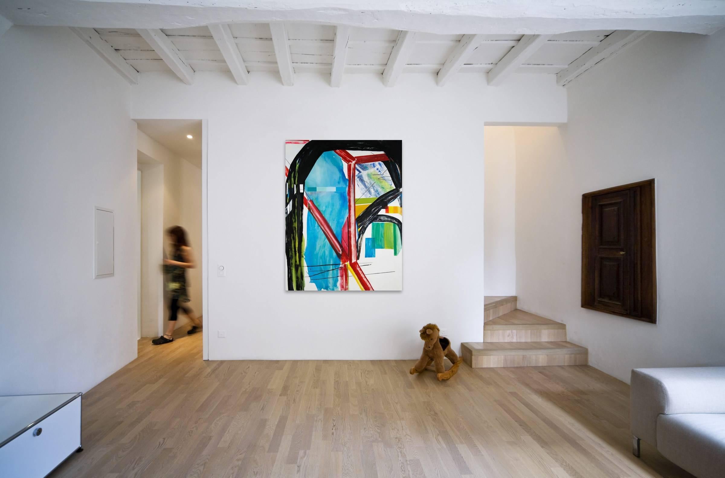 Interno con schegge di vernice (quadro dell'Espressionismo astratto) - Painting di Laura Newman