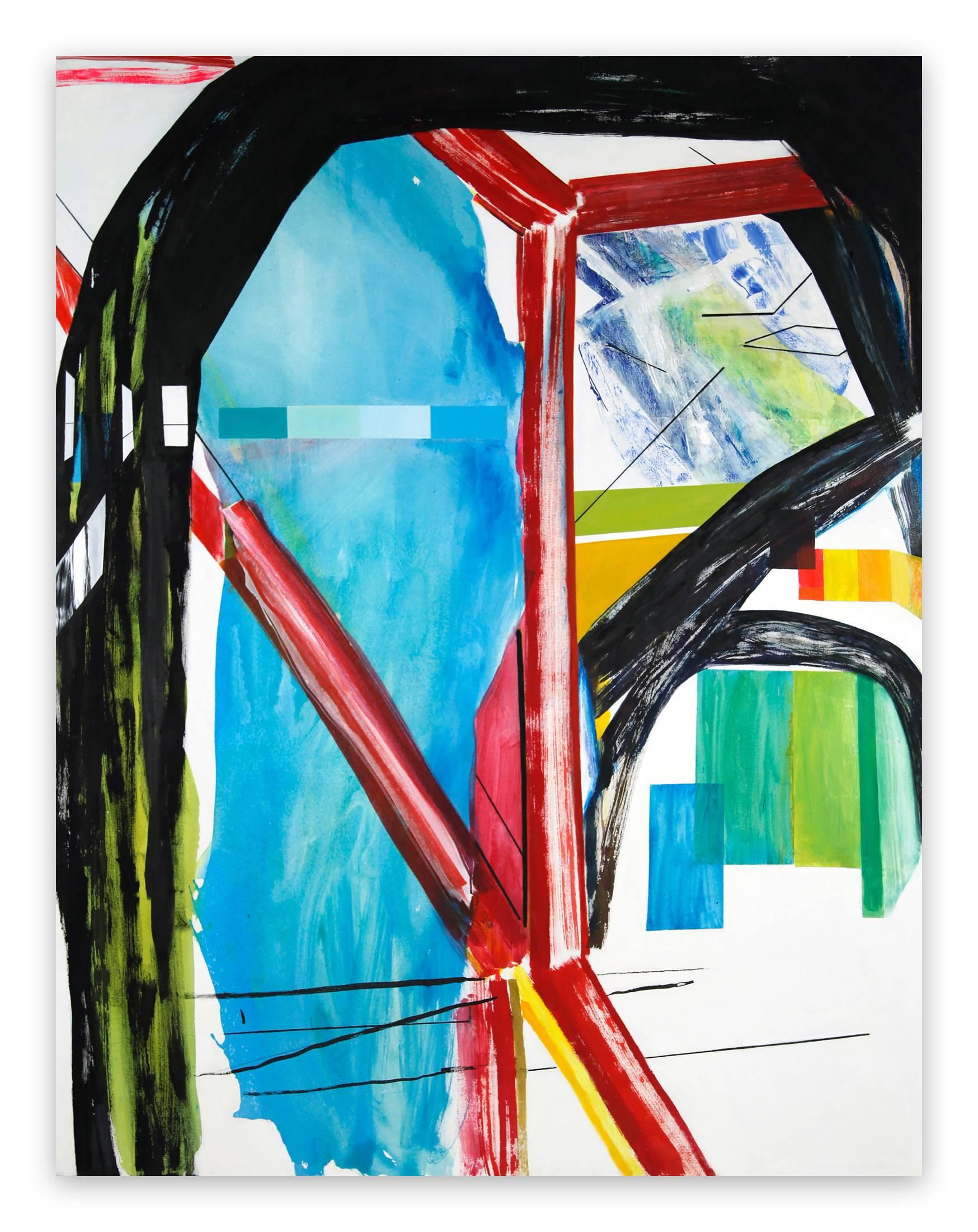 Laura Newman Abstract Painting – Innenraum mit Farbstiften (Abstraktisches Expressionismus-Gemälde)