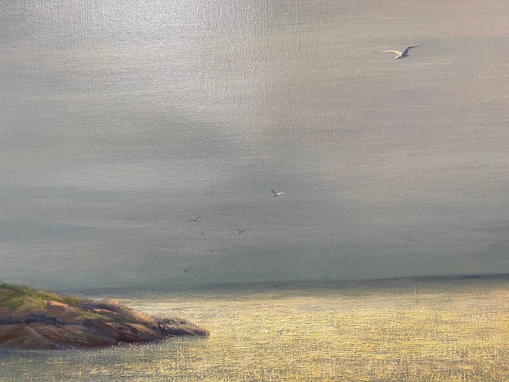 Breaking Through, pittura ad olio di paesaggio marino contemporaneo originale 36x48 - Painting Contemporaneo di Laura Paray