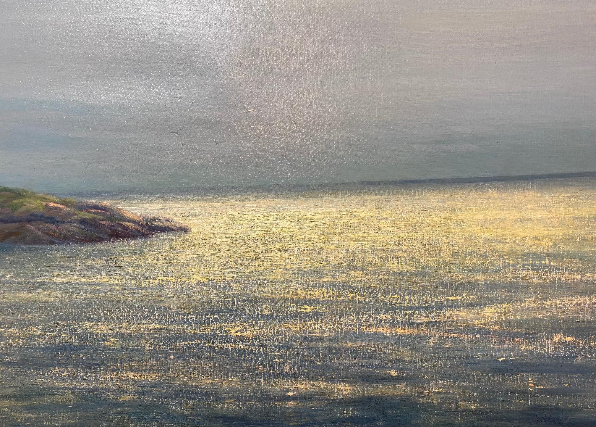 Breaking Through, original 36x48 contemporary marine landscape oil painting - Contemporary Painting by Laura Paray