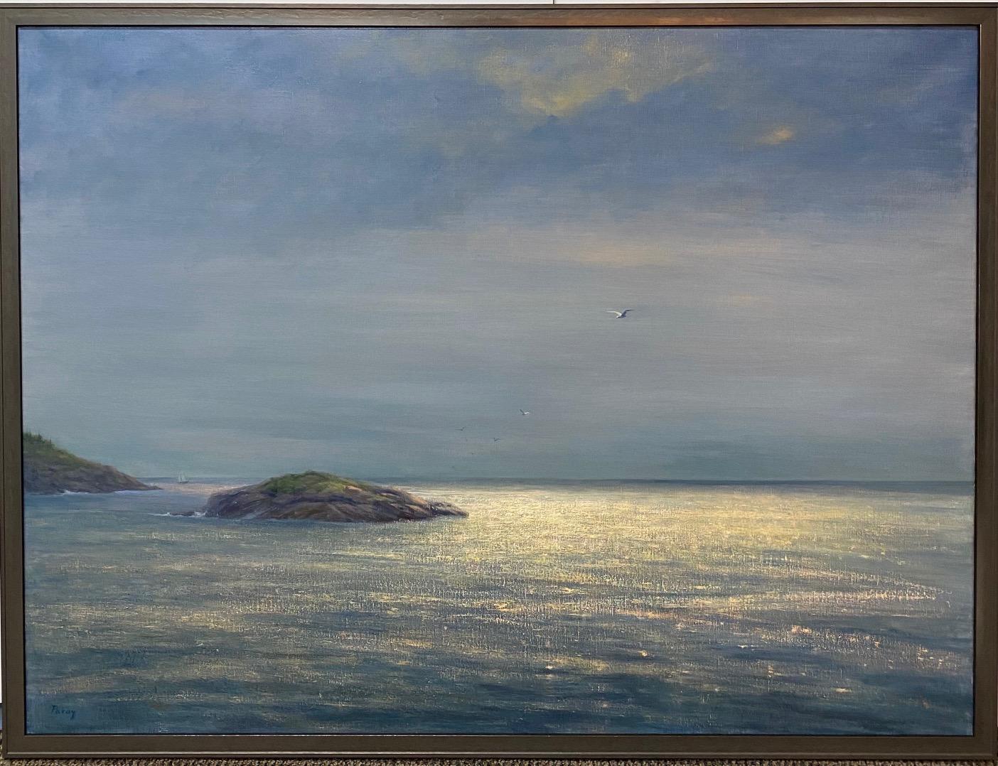 Laura Paray Landscape Painting - Breaking Through, original 36x48 contemporary marine landscape oil painting