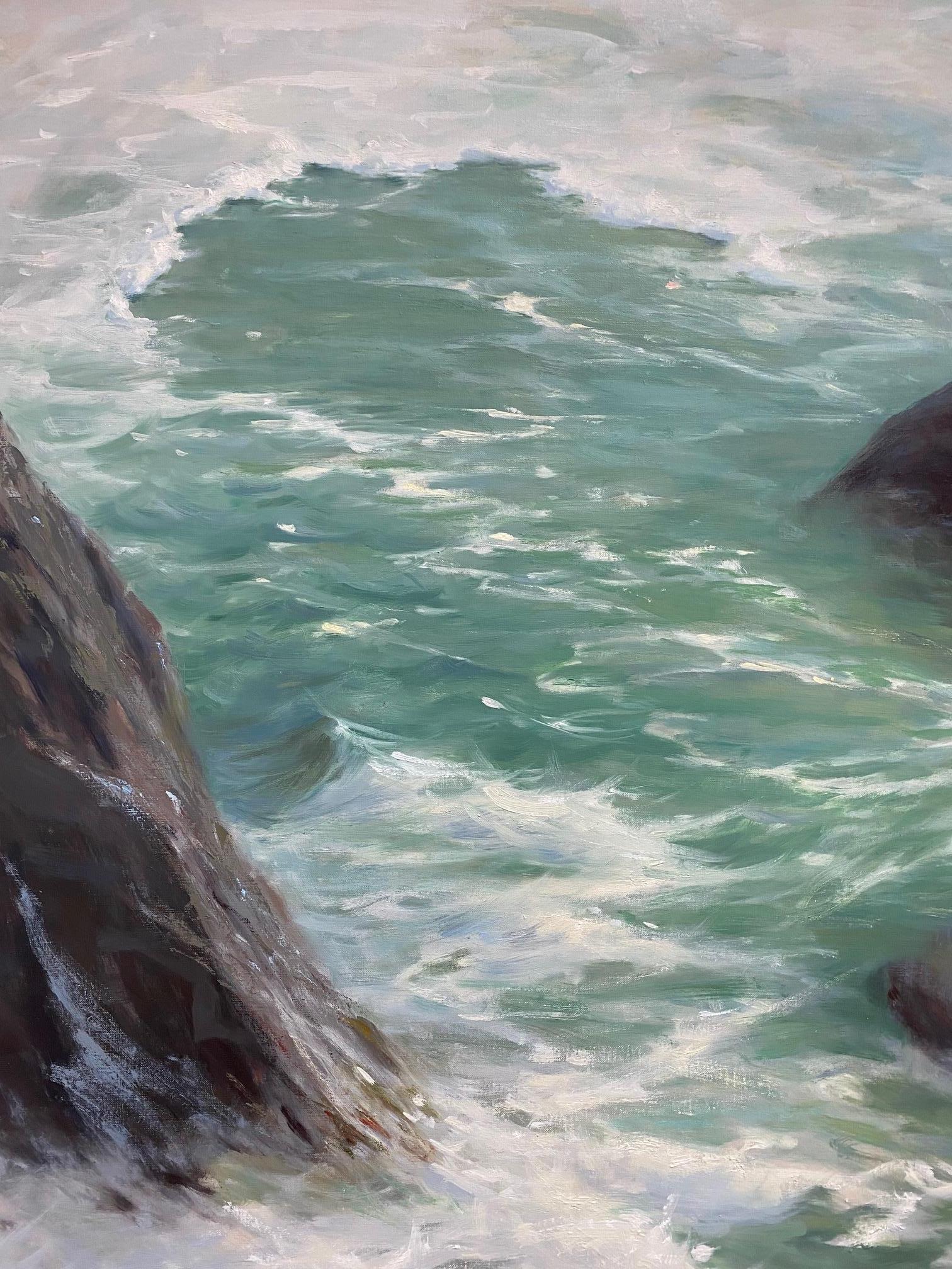 Into the Sea, 40x48 original impressionist marine landscape For Sale 1