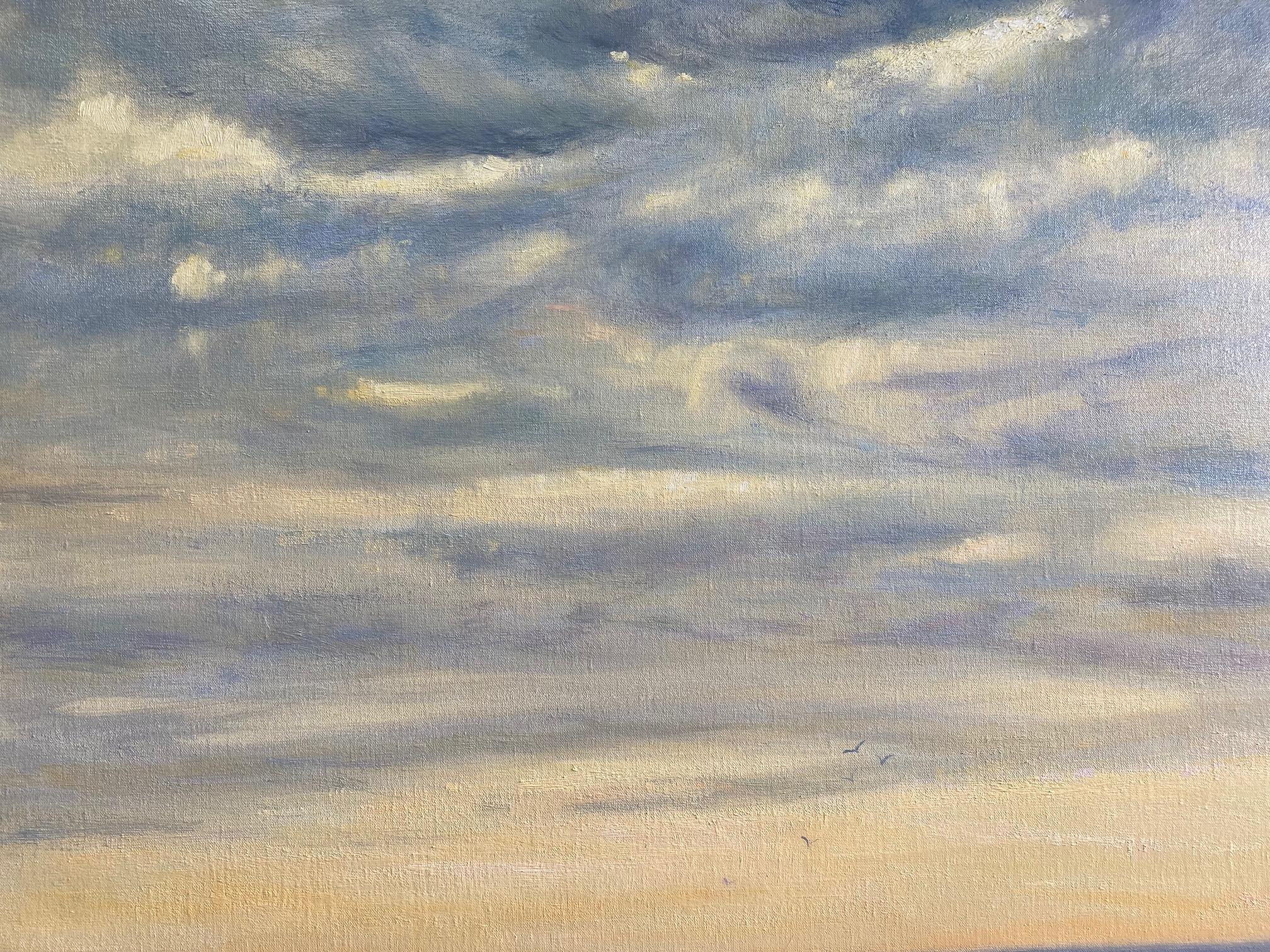 Marble Sky, original 36x30 contemporary impressionist marine landscape - Contemporary Painting by Laura Paray