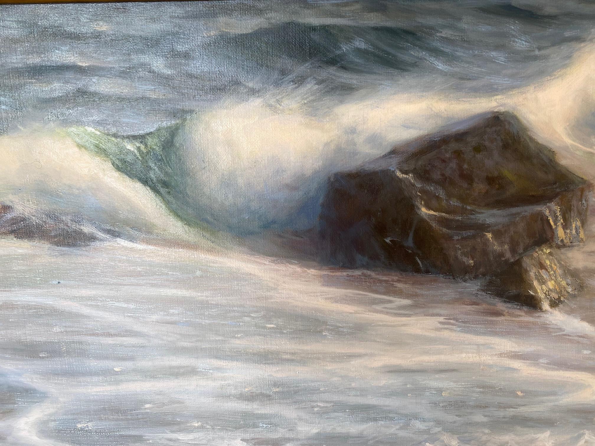 Sea Lace, original impressionist marine landscape - Impressionist Painting by Laura Paray