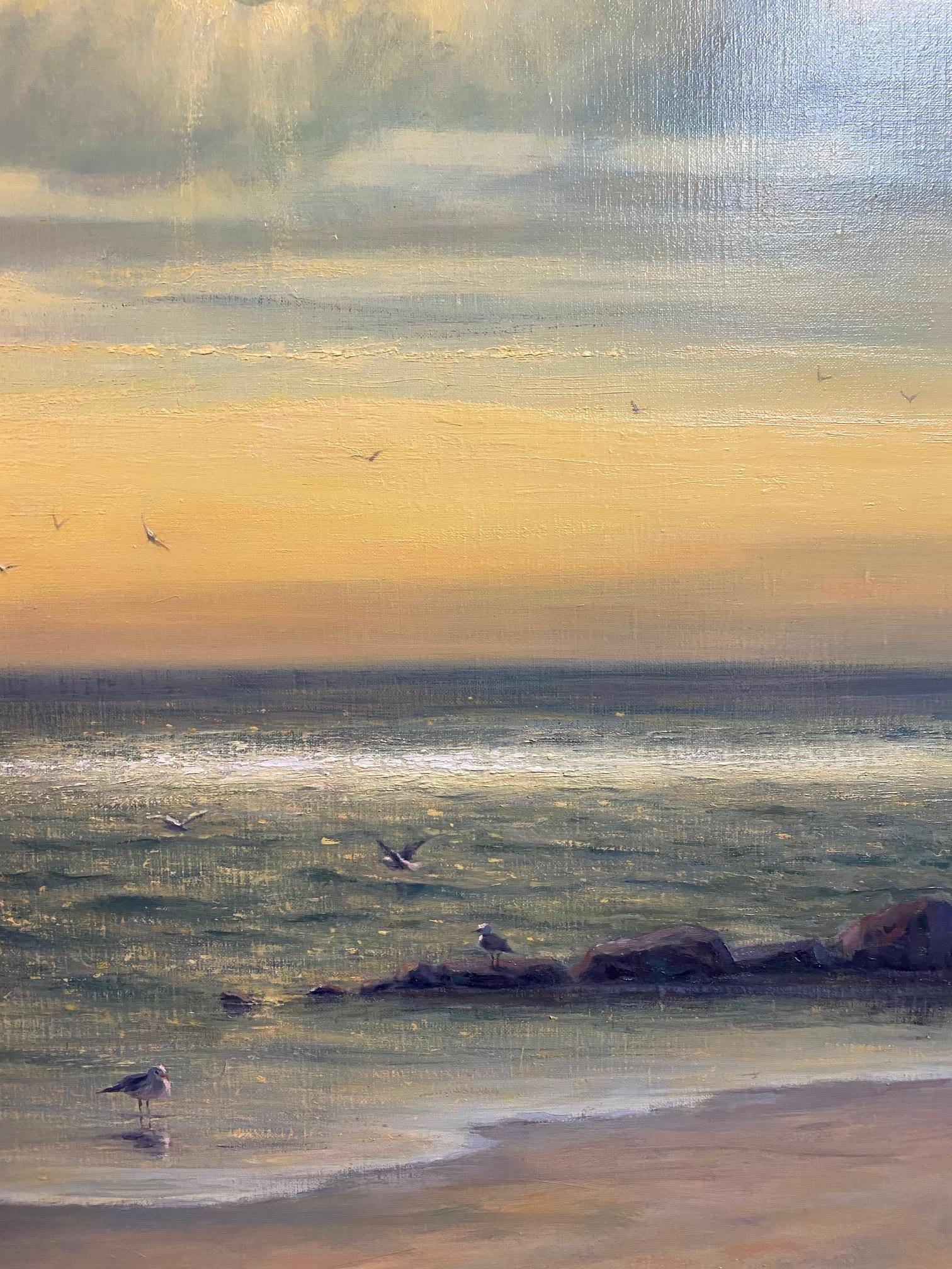 Sun Streaming, 24x30 paysage marin impressionniste original en vente 3
