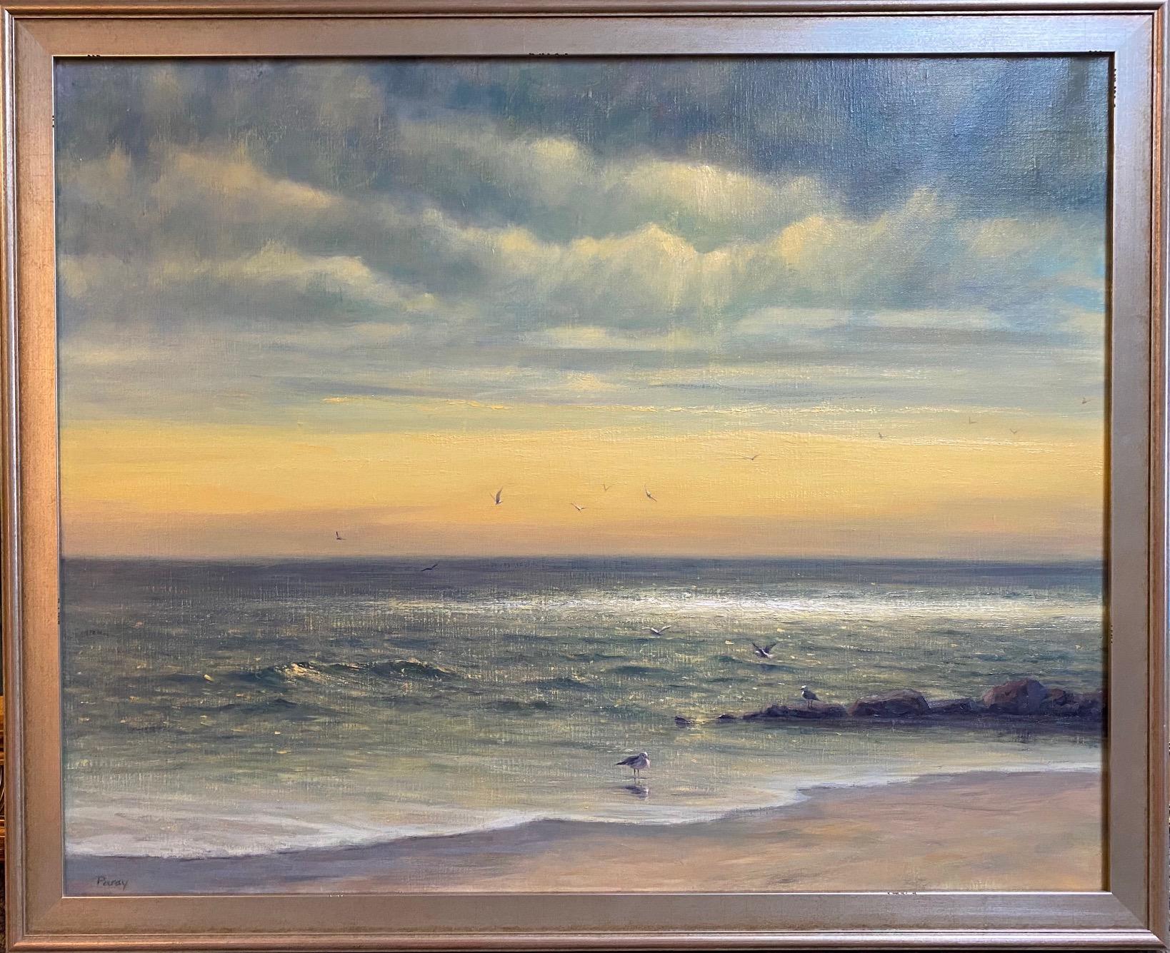 Laura Paray Animal Painting - Sun Streaming, 24x30 original impressionist marine landscape