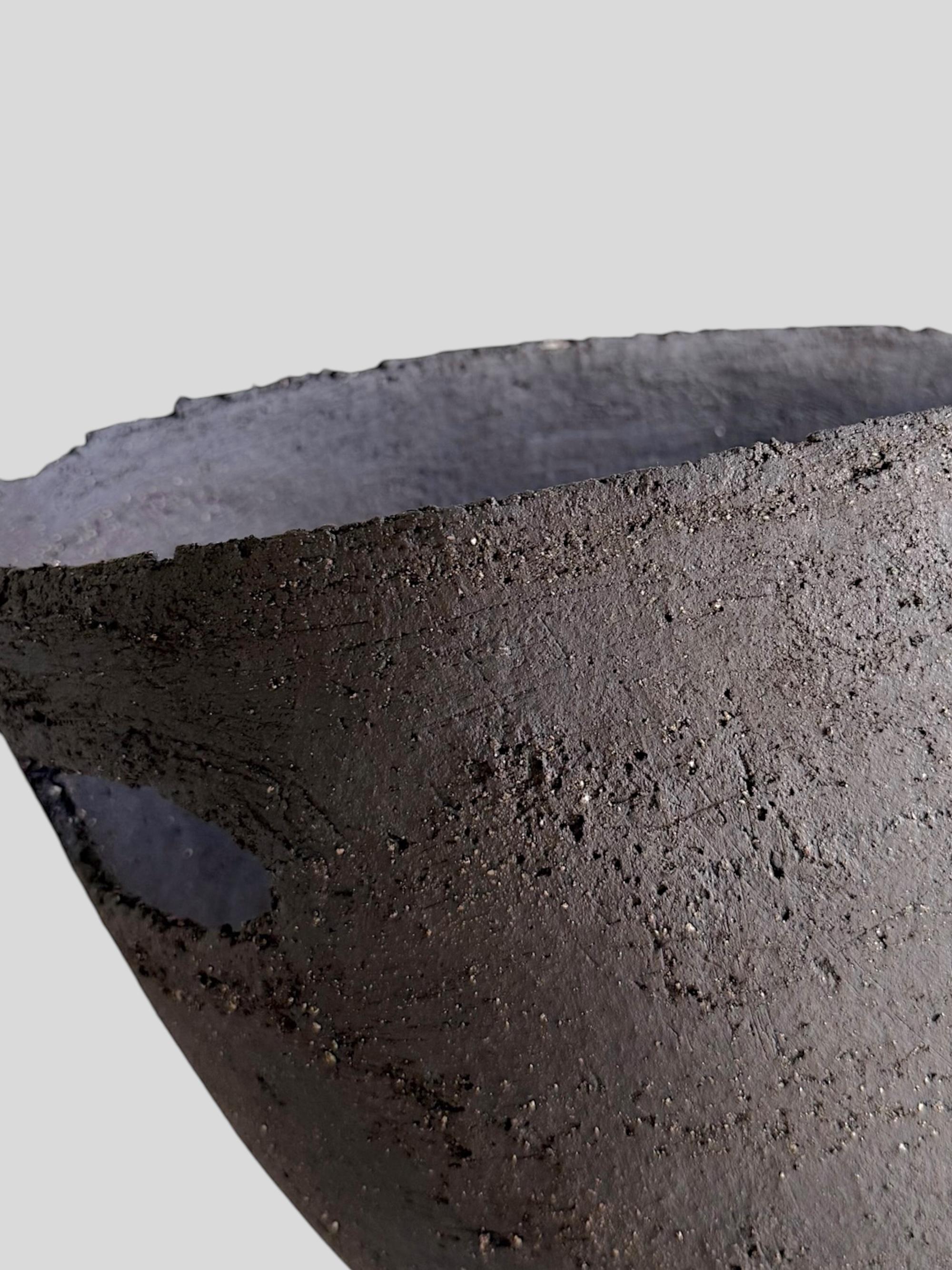 Dark Ceramic Sculpture with Texture, 2025 - 'Coal scuttle' For Sale 8