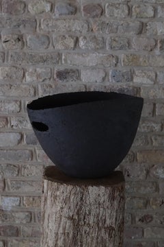 Dark Ceramic Sculpture with Texture, 2025 - 'Coal scuttle'