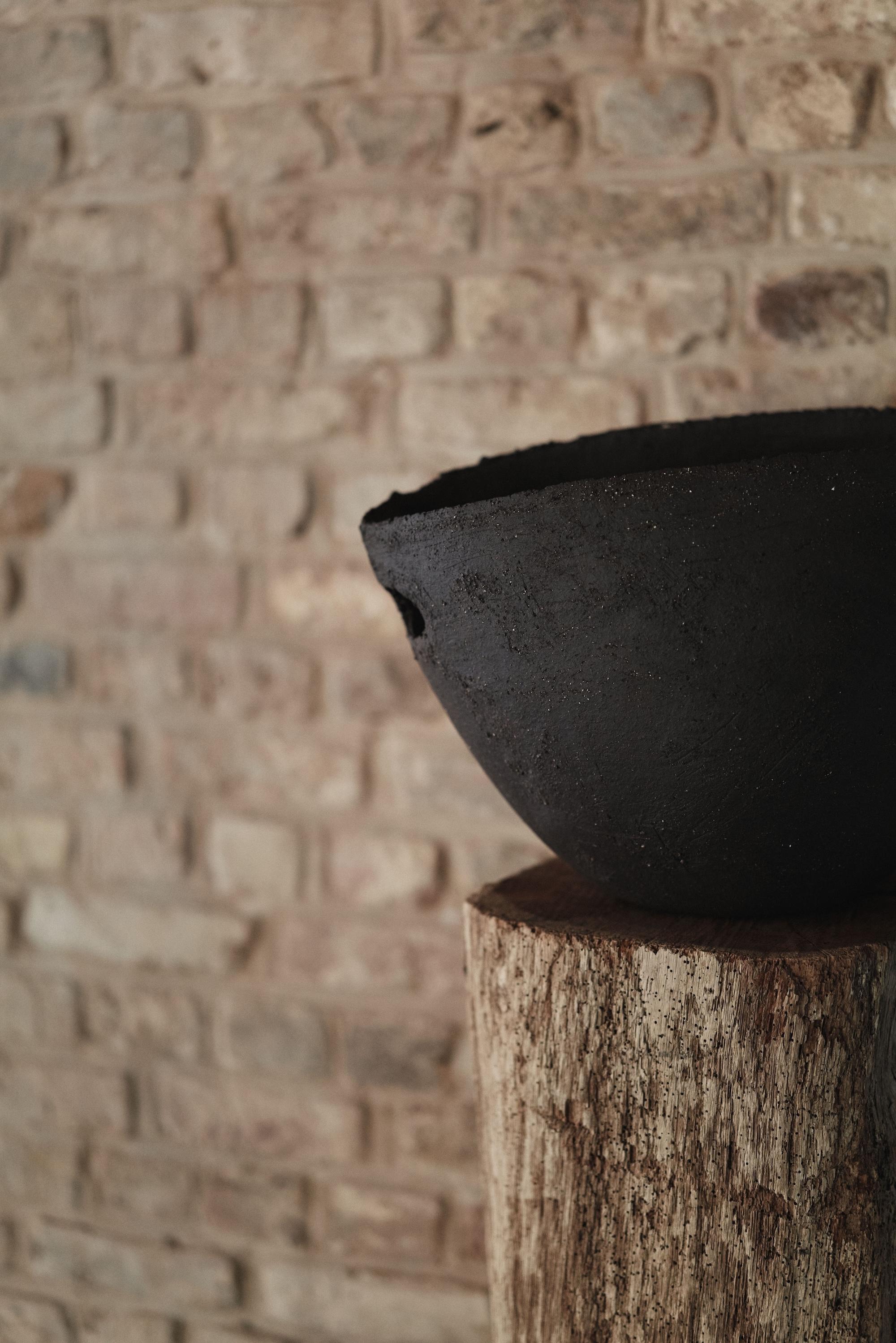 Dark Ceramic Sculpture with Texture, 2025 - 'Coal scuttle' For Sale 2