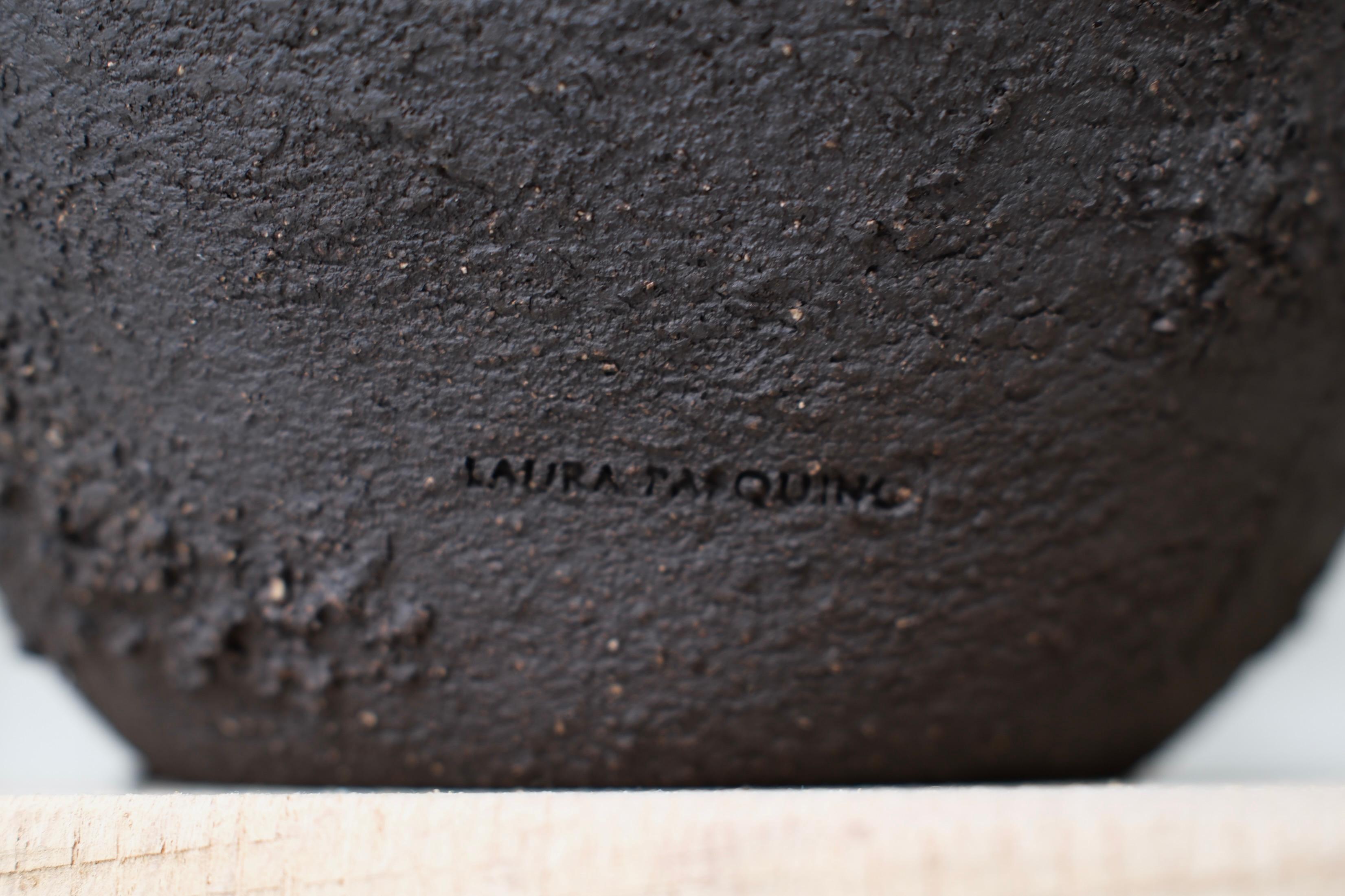 Dark Ceramic Sculpture with Texture, Laura Pasquino 'Jar' For Sale 10