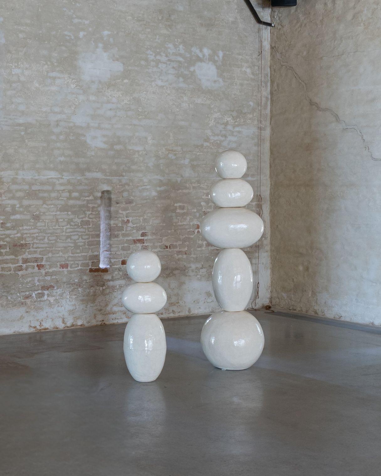 Totemic White Ceramic Sculptures — Contemporary European Artist, Laura Pasquino For Sale 16