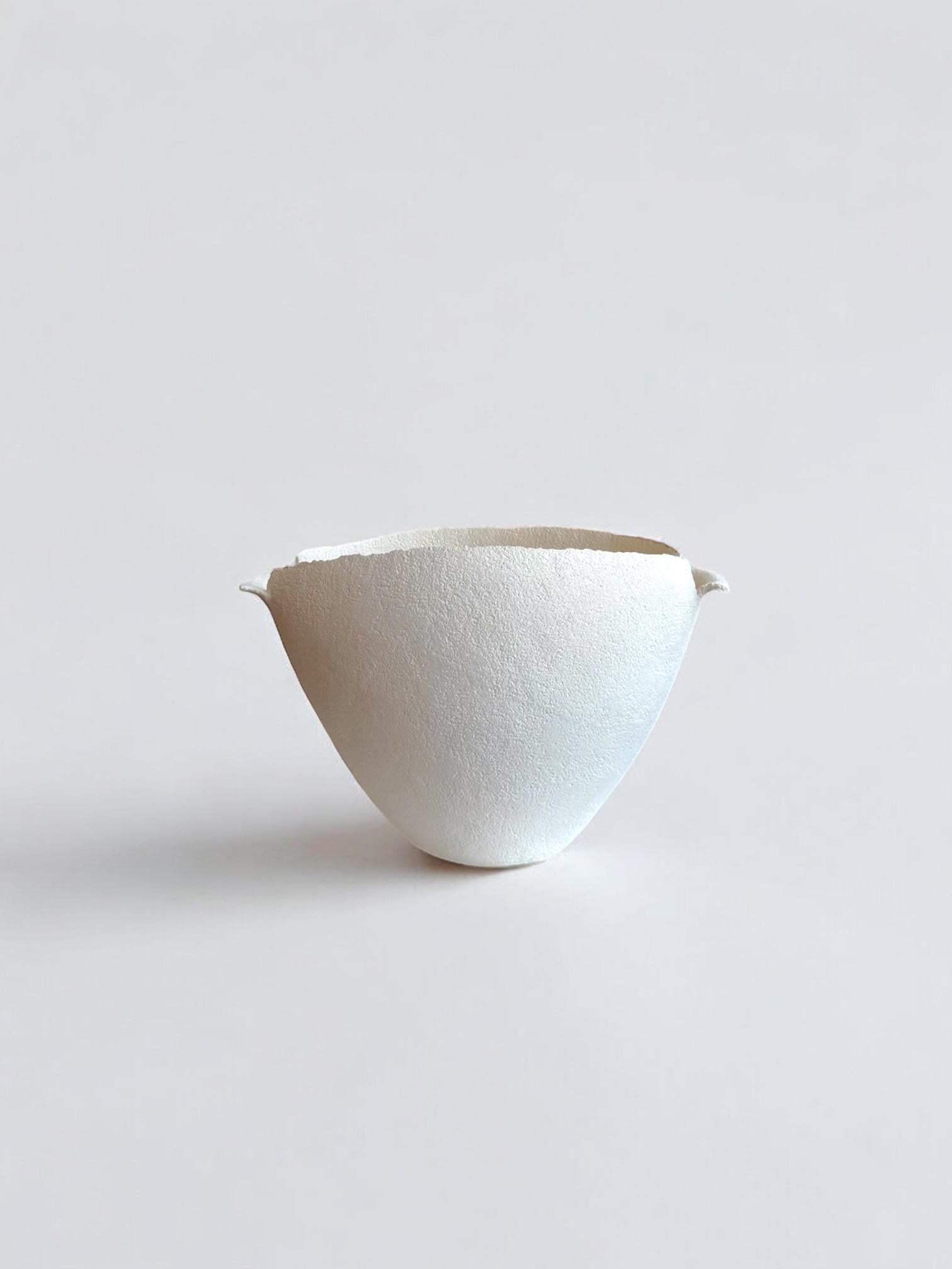 White Ceramic Sculpture with Texture, 2025 - 'Cream bowl' - Contemporary Mixed Media Art by Laura Pasquino