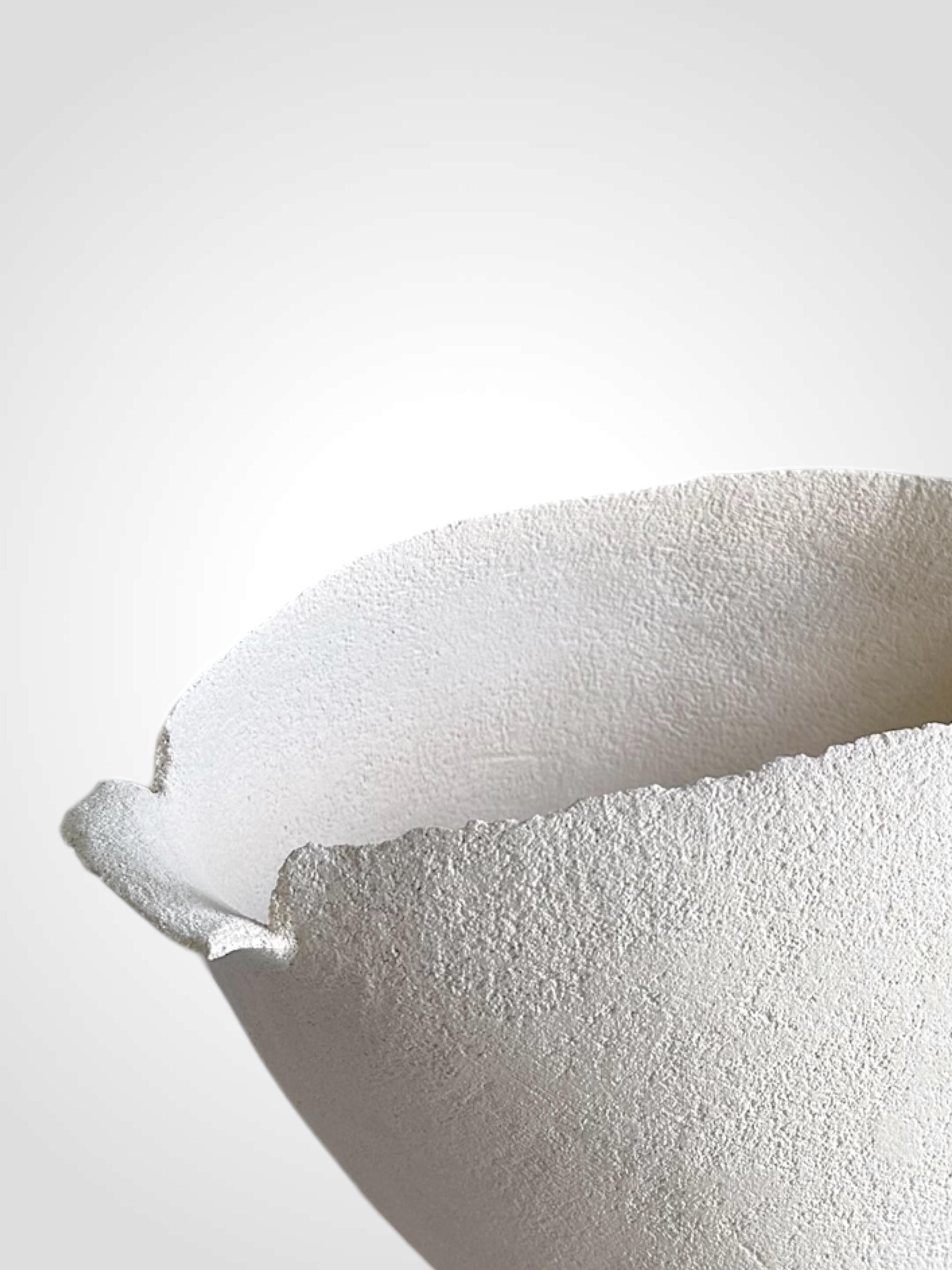 White Ceramic Sculpture with Texture, 2025 - 'Cream bowl' For Sale 1
