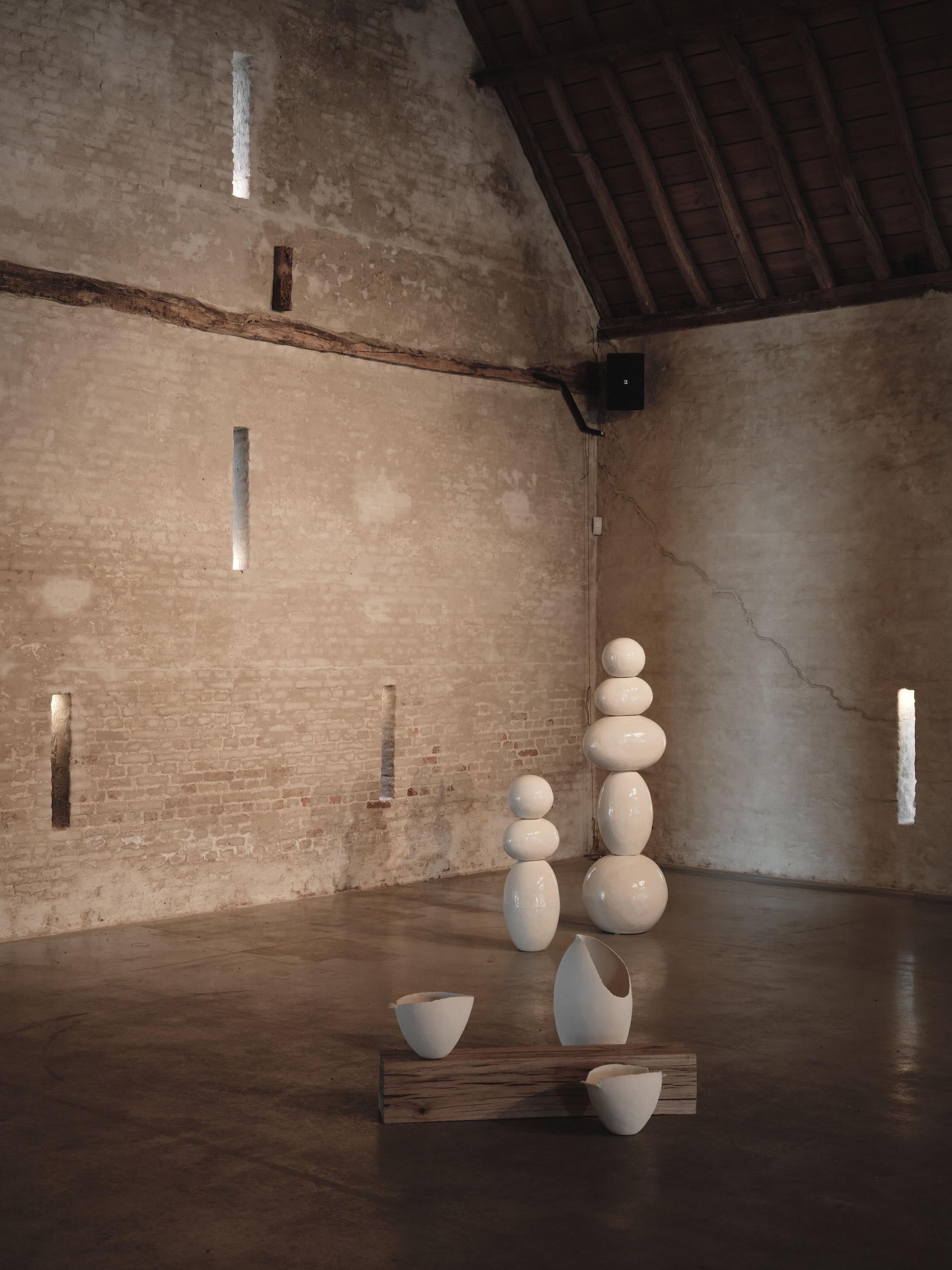 White Ceramic Sculpture with Texture, 2025 - 'Cream bowl' For Sale 2