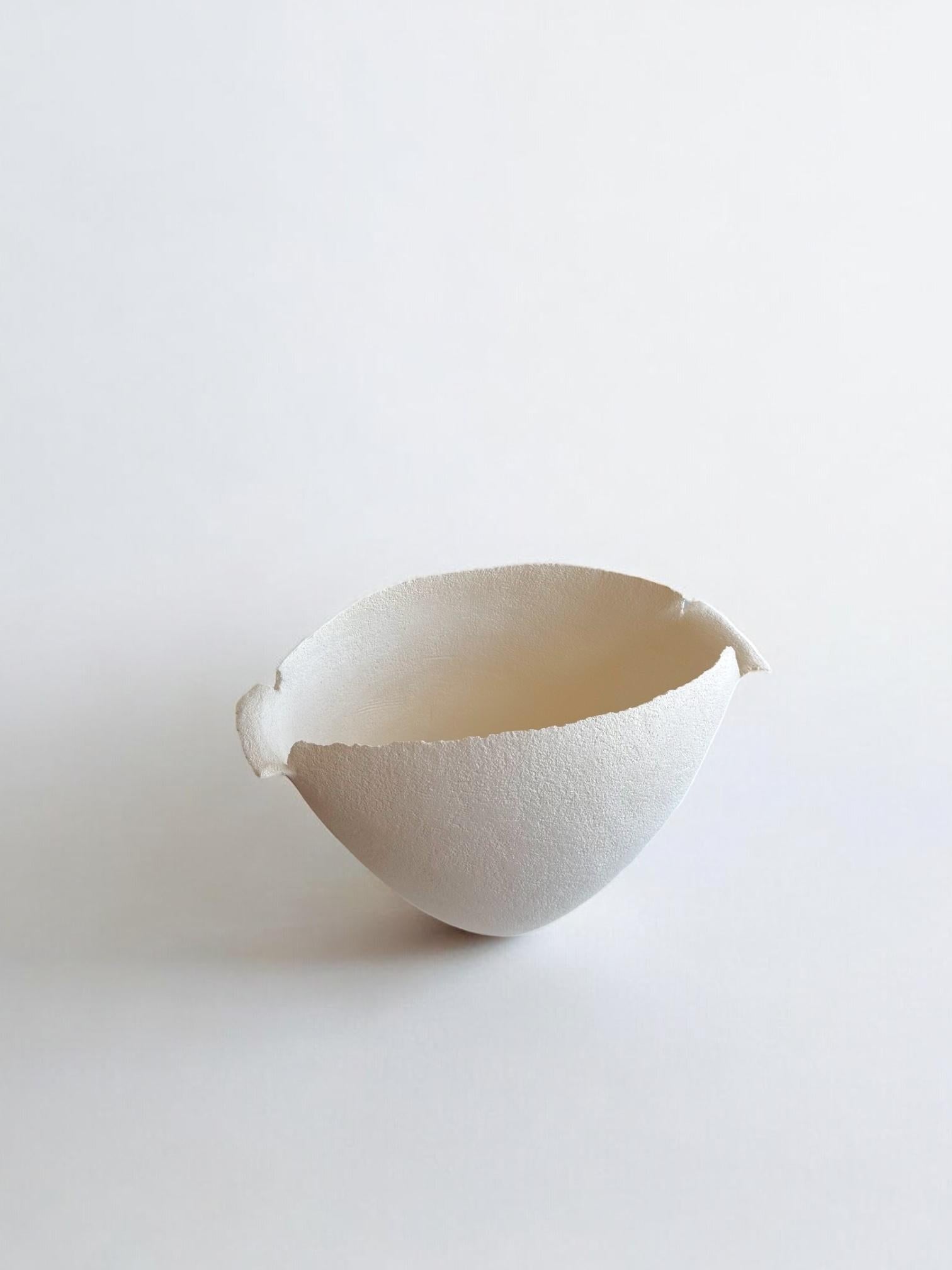 White Ceramic Sculpture with Texture, 2025 - 'Cream bowl' - Mixed Media Art by Laura Pasquino