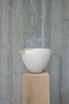 White Ceramic Sculpture with Texture, 2025 - 'Cream bowl' - Laura Pasquino