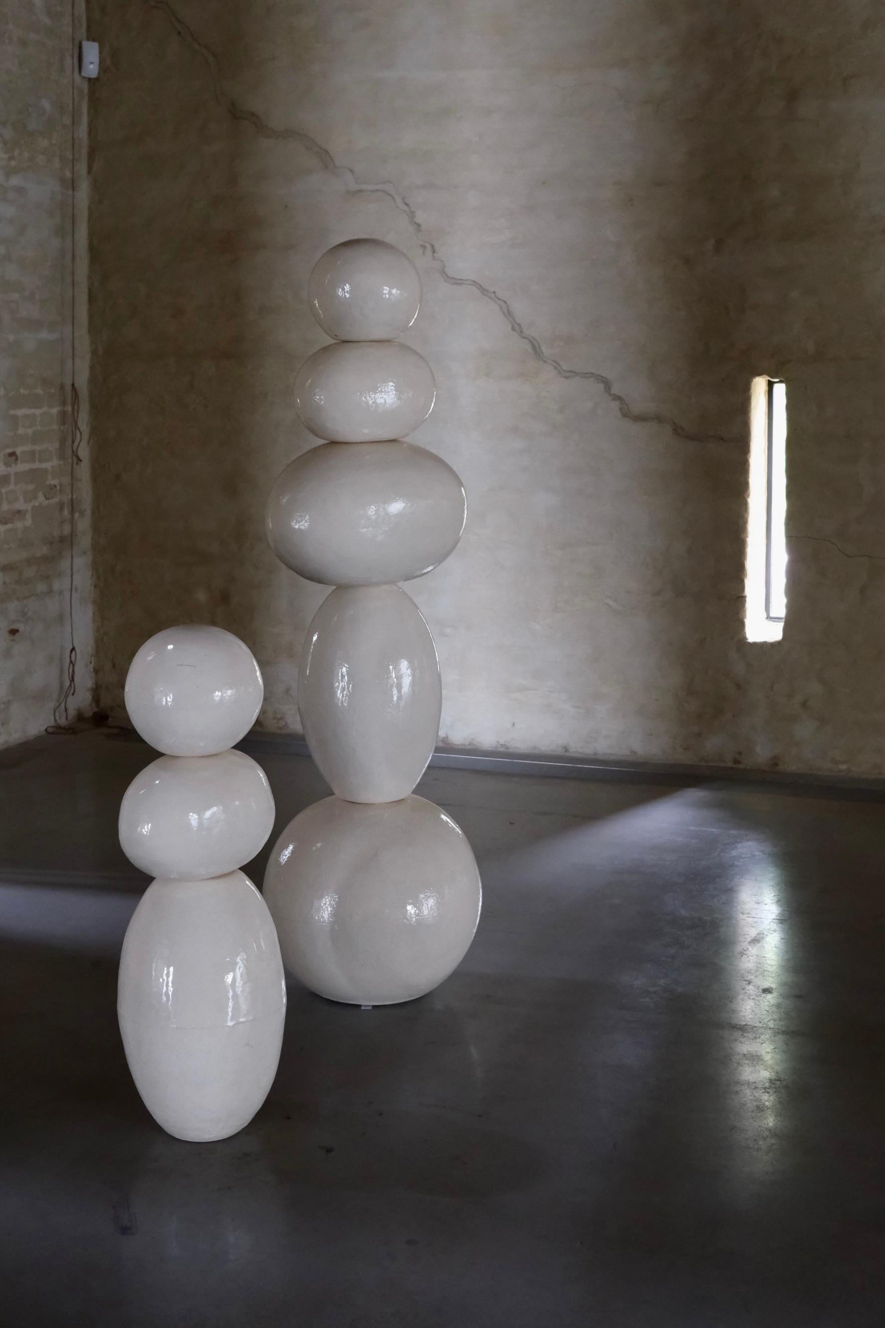 Totemic White Ceramic Sculptures — Contemporary European Artist, Laura Pasquino For Sale 4