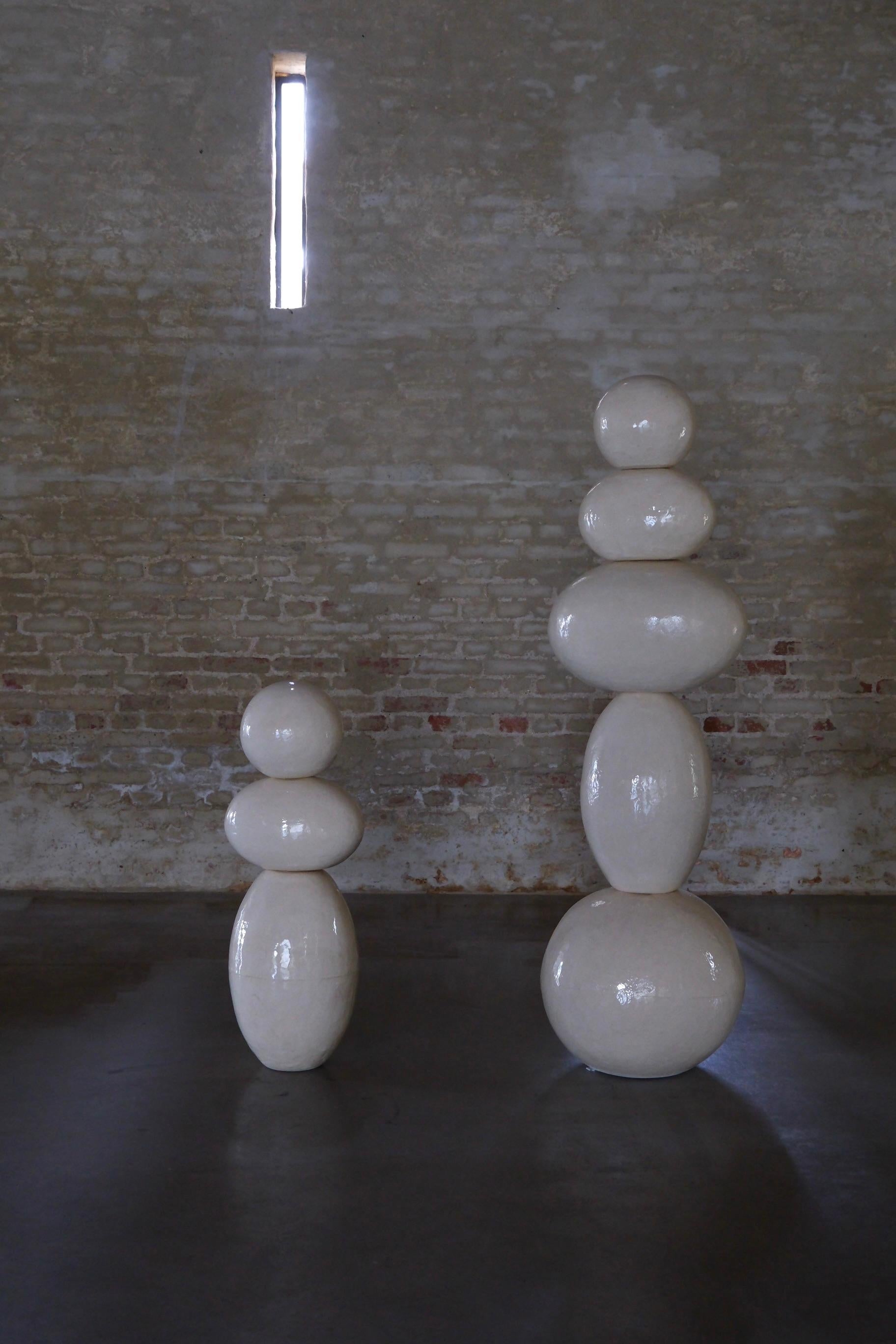 Totemic White Ceramic Sculptures — Contemporary European Artist, Laura Pasquino For Sale 6