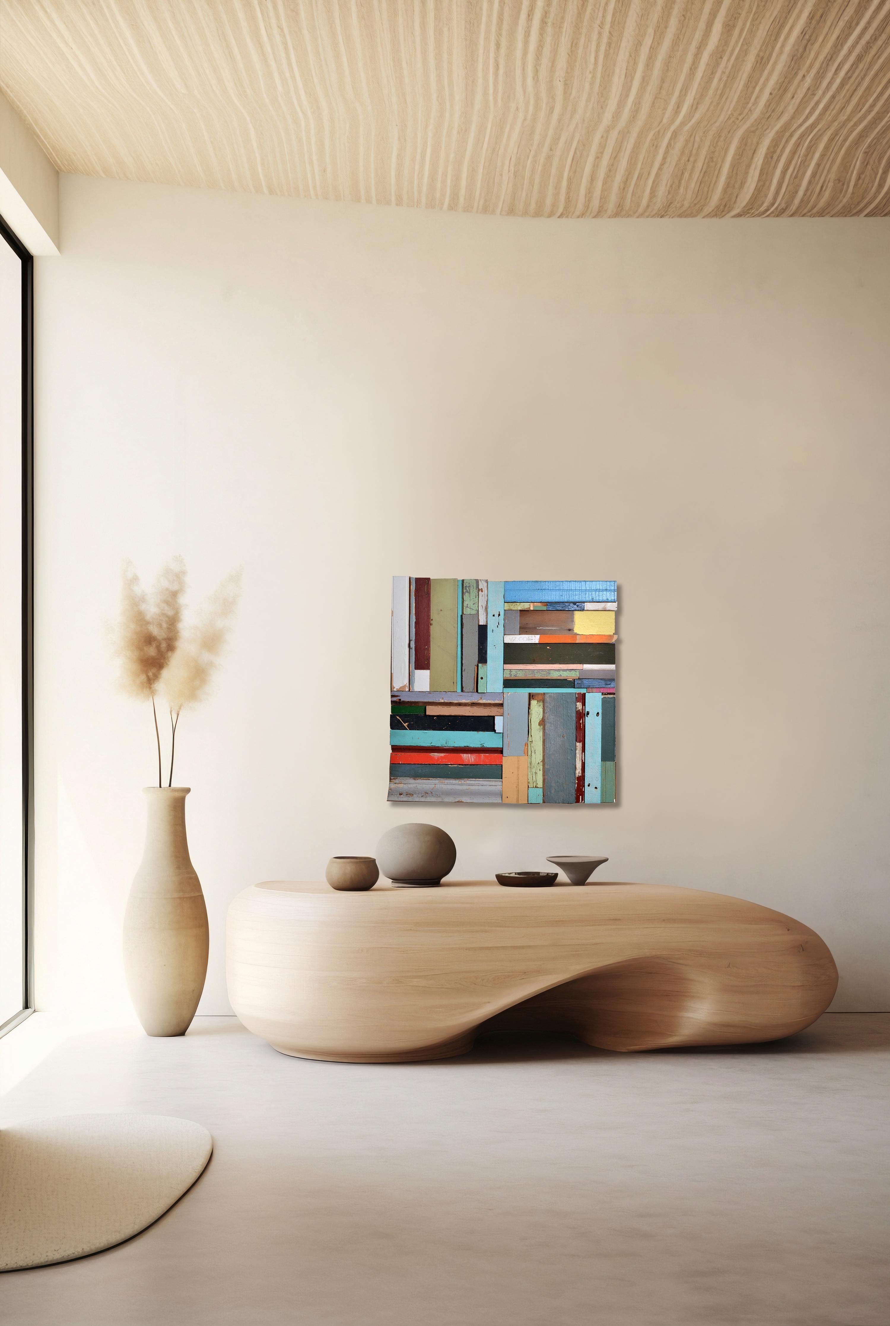 Constructions di Laura Petrovich Cheney - Opera d'arte geometrica in legno contemporanea in vendita 1