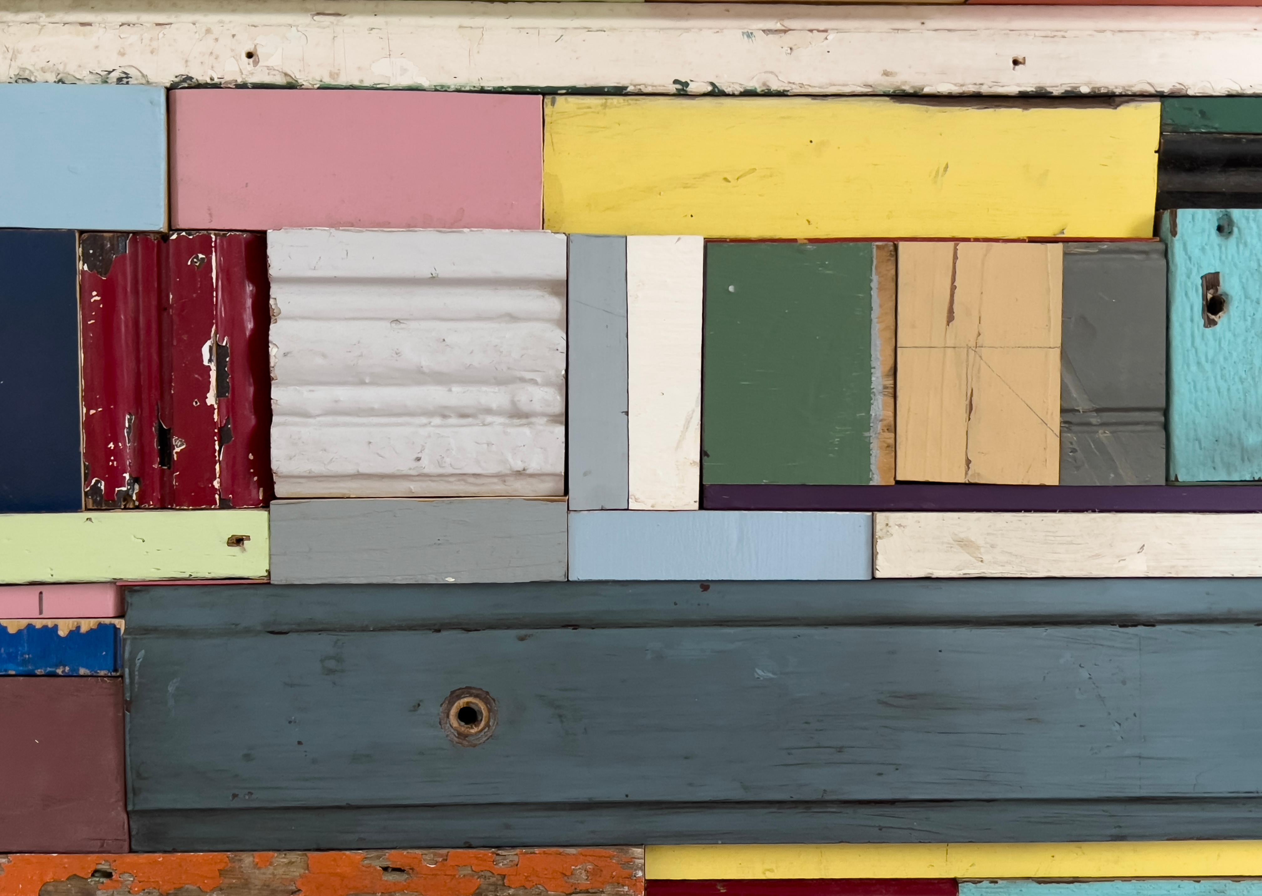 Deal Breaker by Laura Petrovich Cheney Contemporary Geometric Wood Artwork - Abstract Geometric Mixed Media Art by Laura Petrovich-Cheney