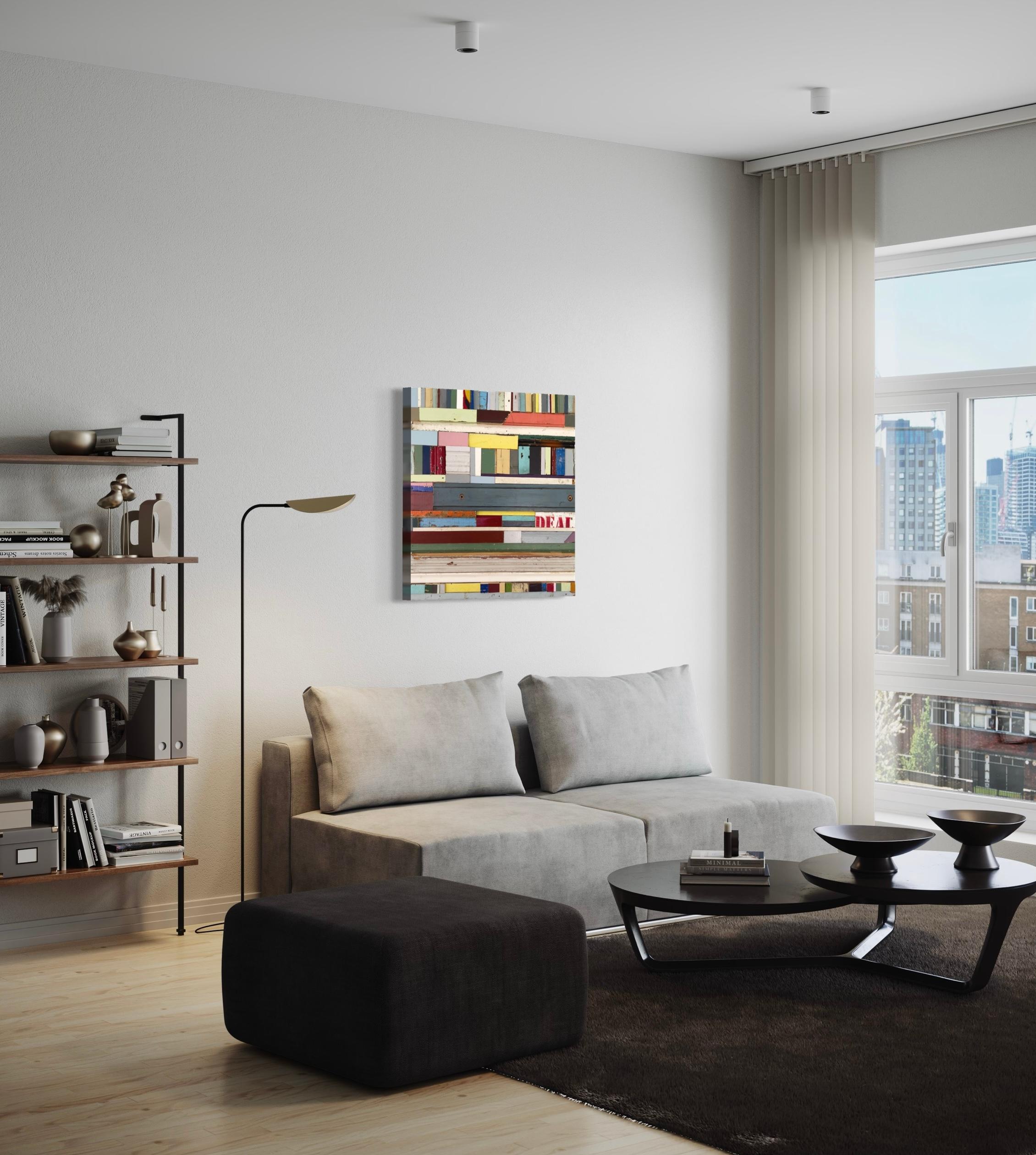 This artwork embodies a profound sense of freedom in both exploration and expression. While creating it, my focus was on its aesthetic qualities. The harmonious arrangement of vibrant colors, various sizes and shapes of wood, and worn textures