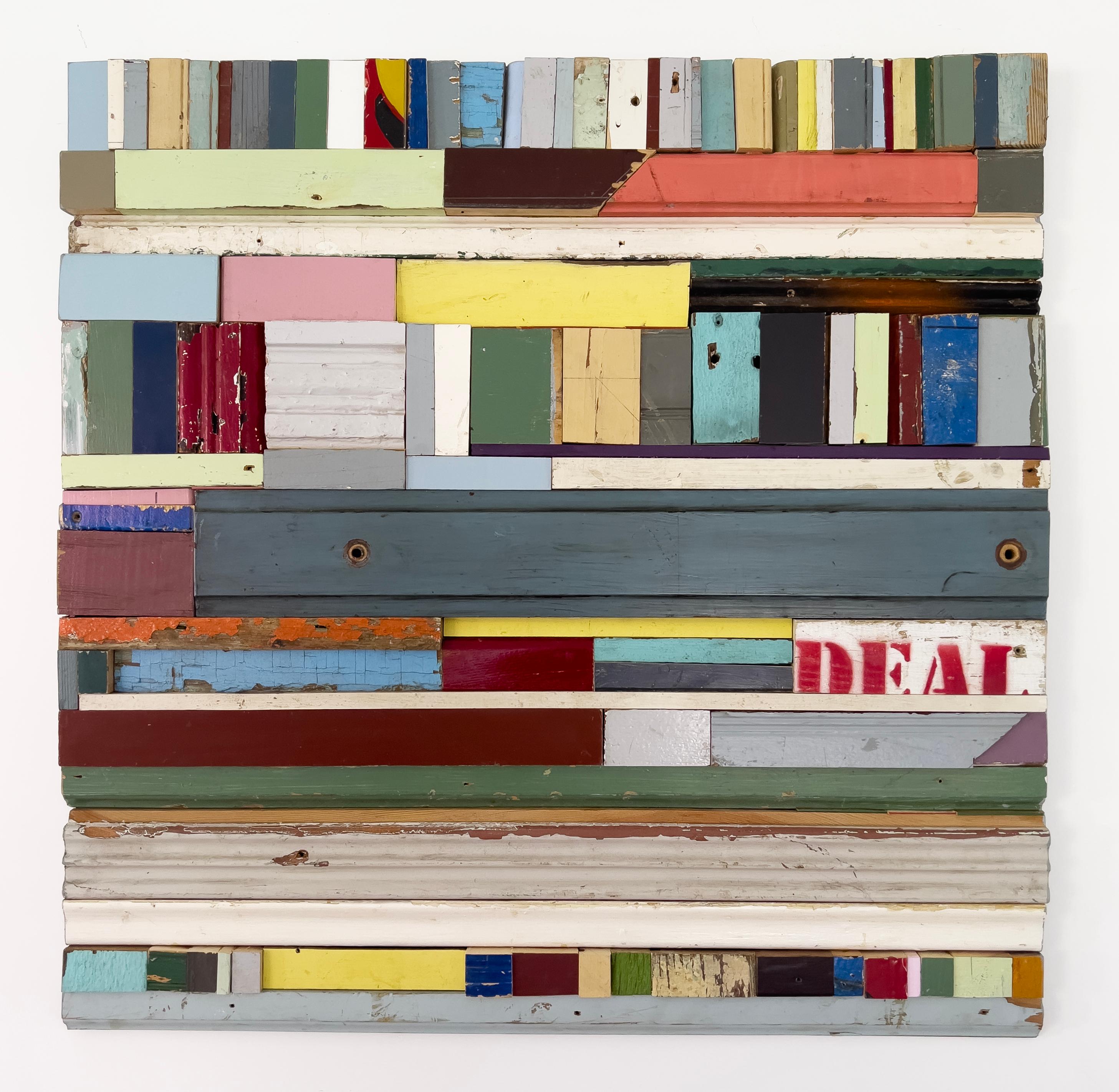 Deal Breaker by Laura Petrovich Cheney Contemporary Geometric Wood Artwork - Mixed Media Art by Laura Petrovich-Cheney