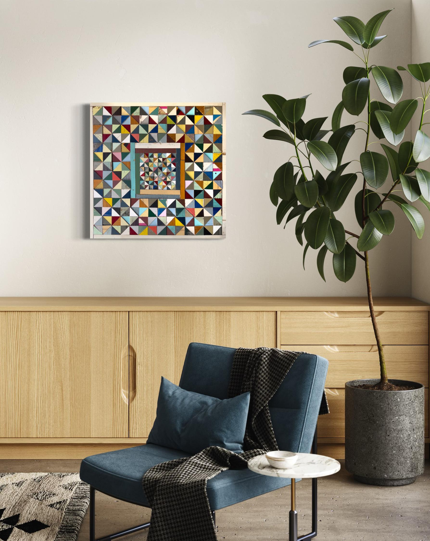 Equational by Laura Petrovich Cheney Contemporary Geometric Wood Artwork - Abstract Geometric Mixed Media Art by Laura Petrovich-Cheney