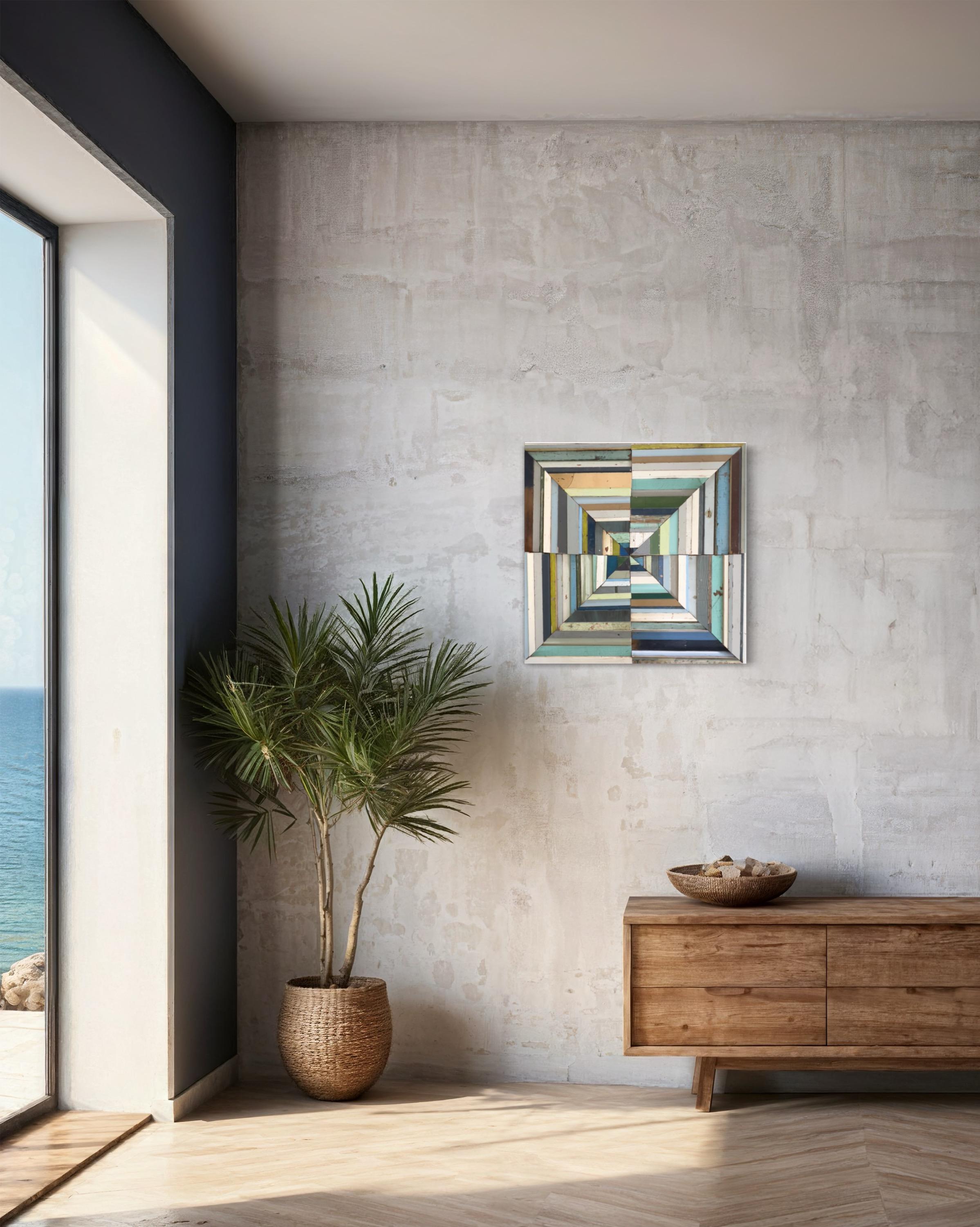 Seaglass Dreams by Laura Petrovich Cheney Obra de Arte Contemporánea Geométrica en Madera en venta 2