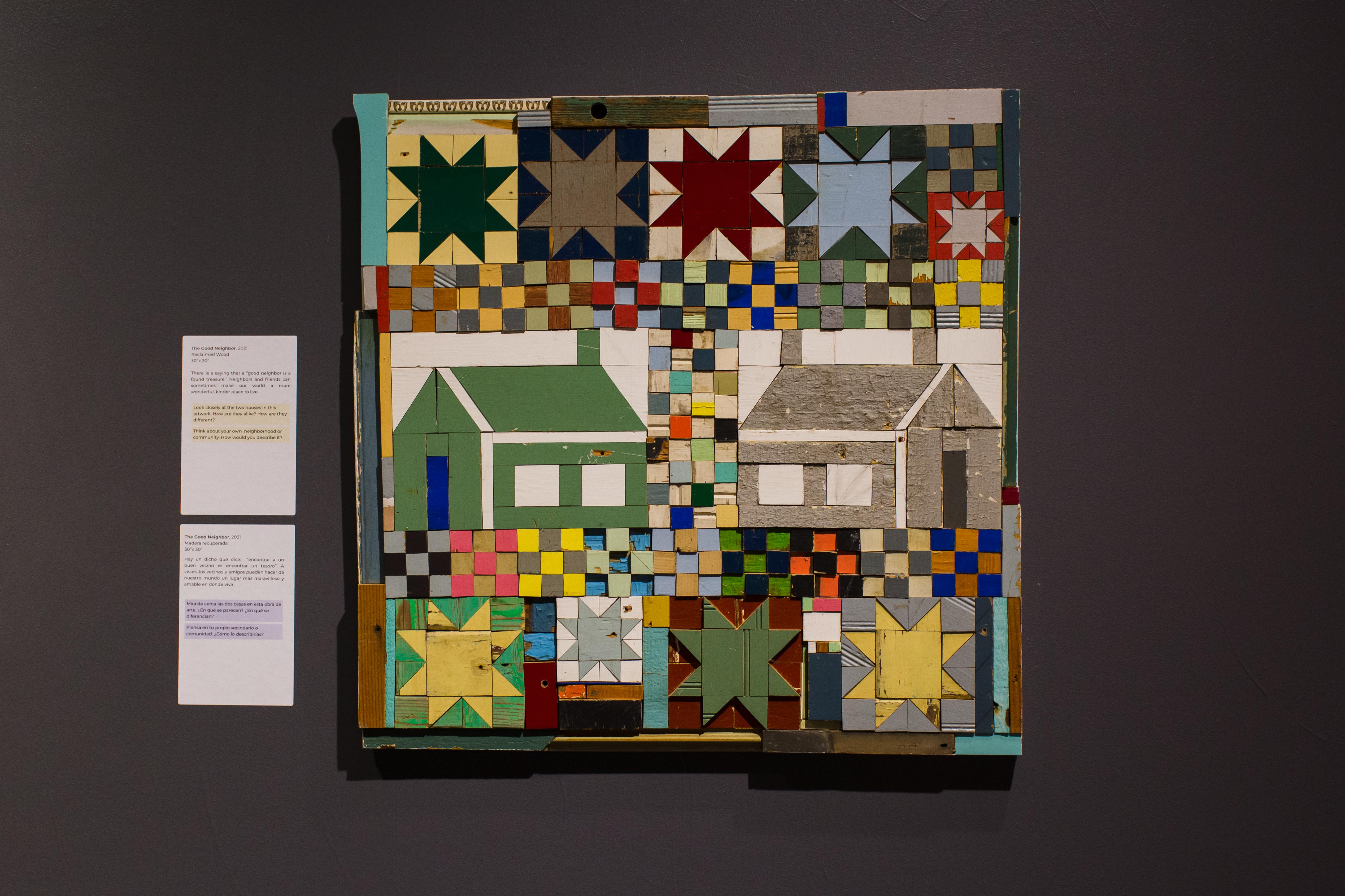The good Neighbor by Laura Petrovich Cheney Contemporary Geometric Wood Artwork For Sale 1