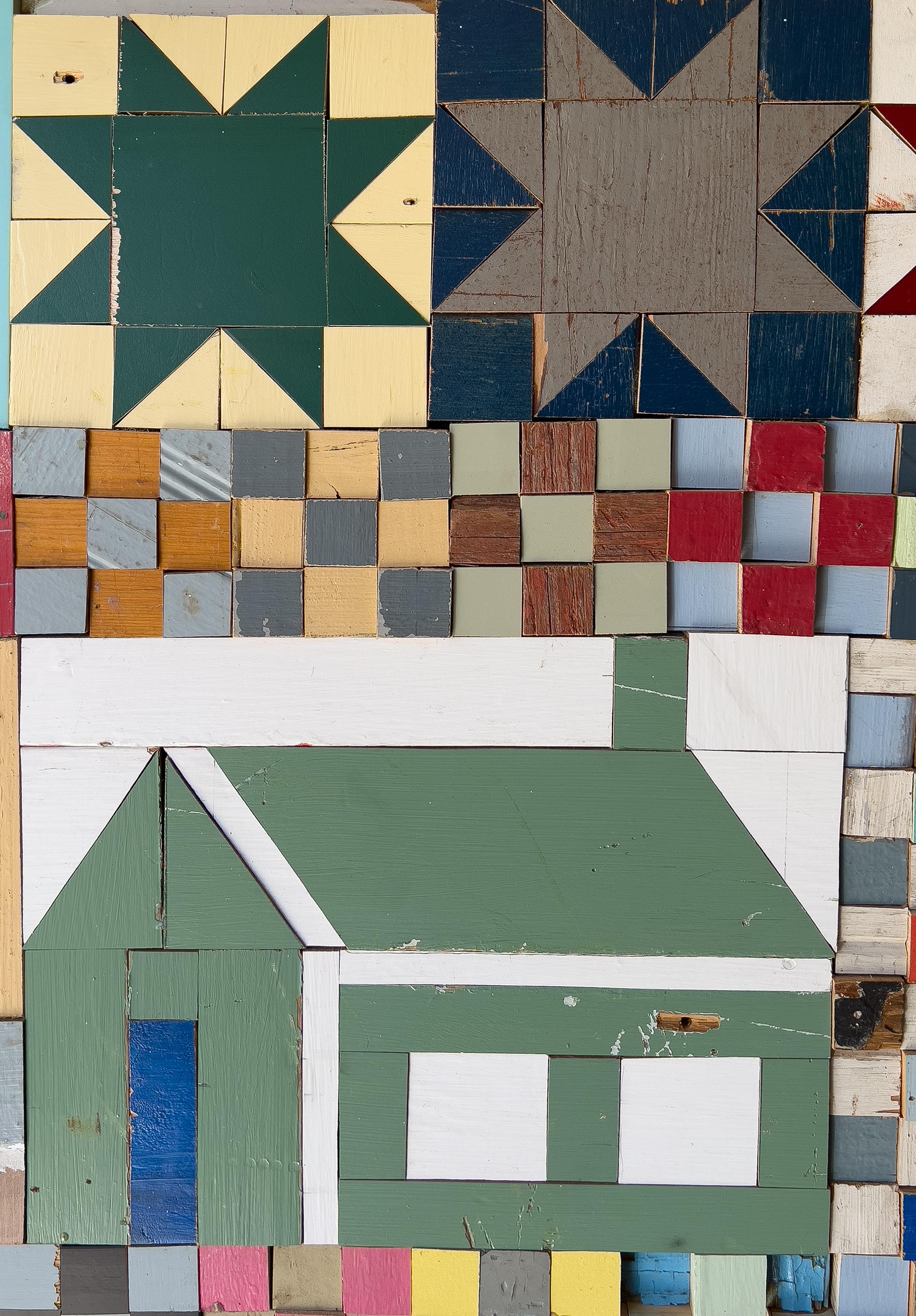 The good Neighbor by Laura Petrovich Cheney Contemporary Geometric Wood Artwork For Sale 4