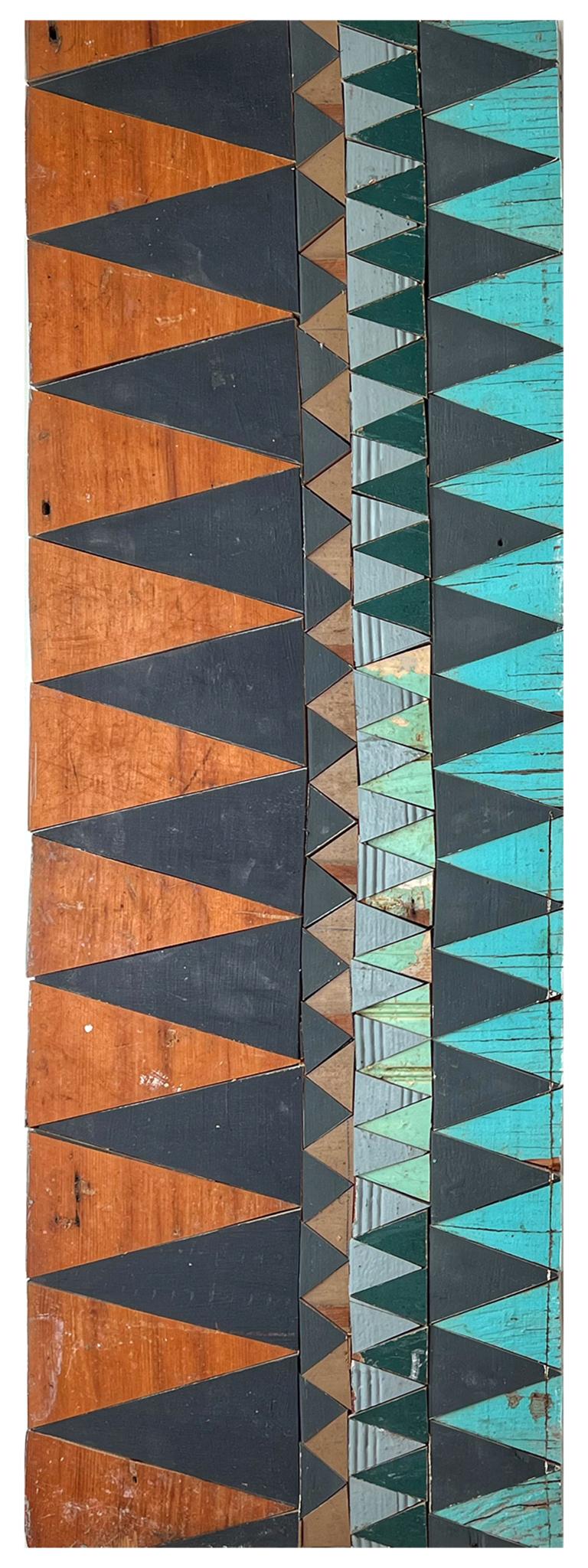 Upstairs and Downstairs by Laura Petrovich Cheney Contemporary Wood Artwork - Painting by Laura Petrovich-Cheney