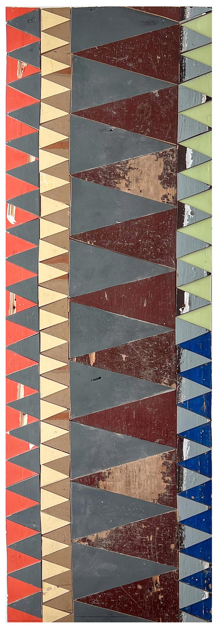 Upstairs and Downstairs by Laura Petrovich Cheney Contemporary Wood Artwork - Brown Abstract Painting by Laura Petrovich-Cheney