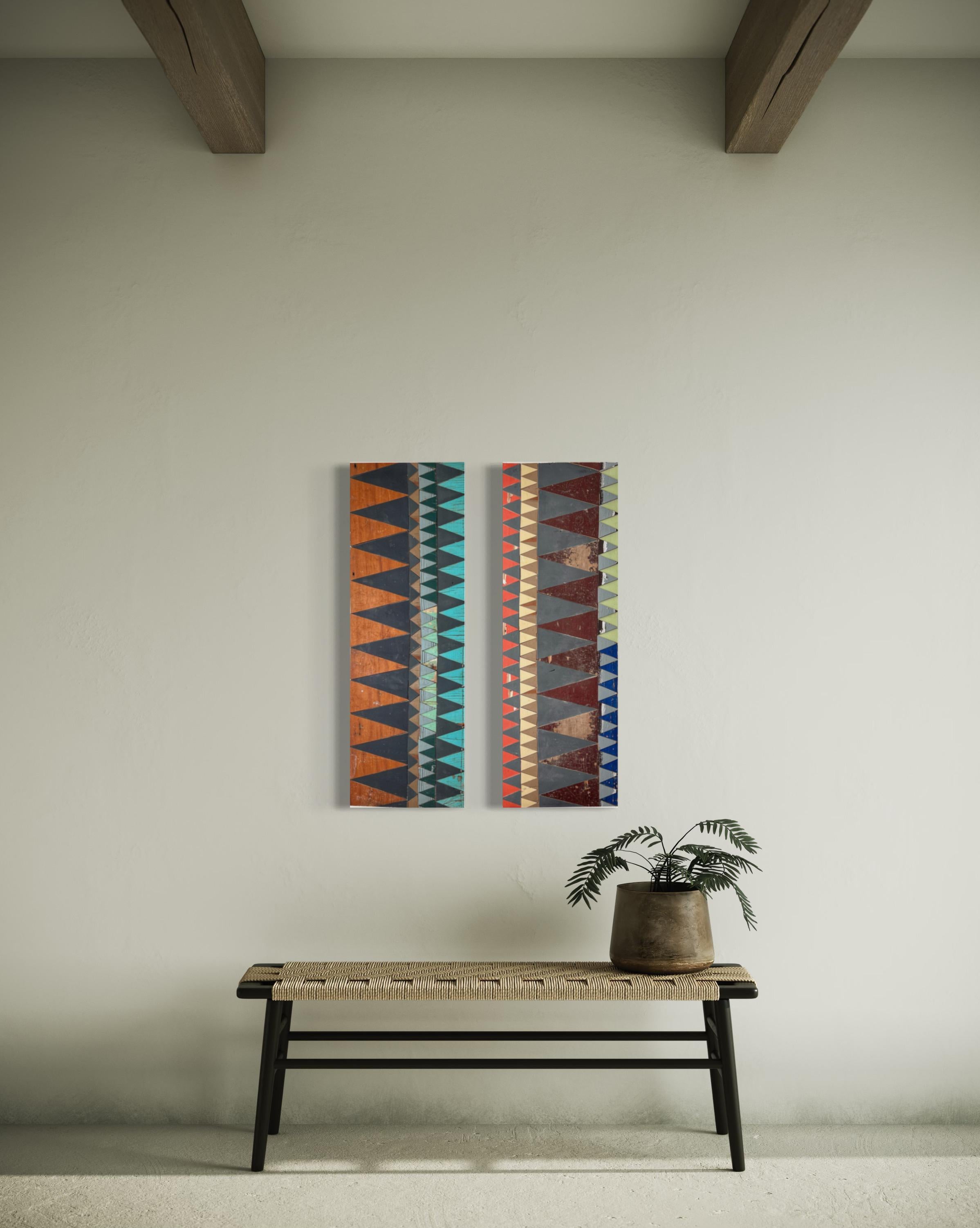 Upstairs and Downstairs by Laura Petrovich Cheney Contemporary Wood Artwork For Sale 2
