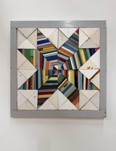 A Star is Born - Colorful Reclaimed Wood Geometric Wall Sculpture, 2022