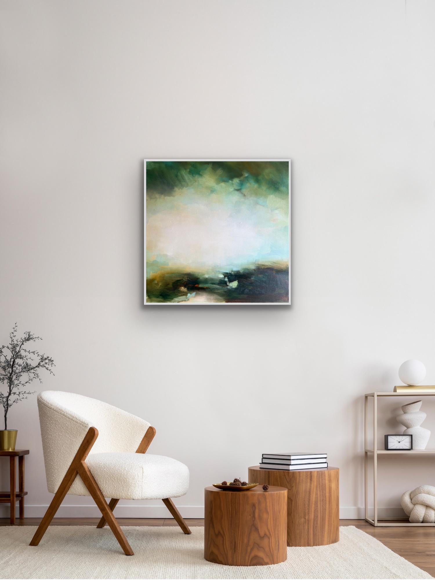 Memory Orchard, original painting, landscape, contemporary - Gray Abstract Painting by Laura Rich