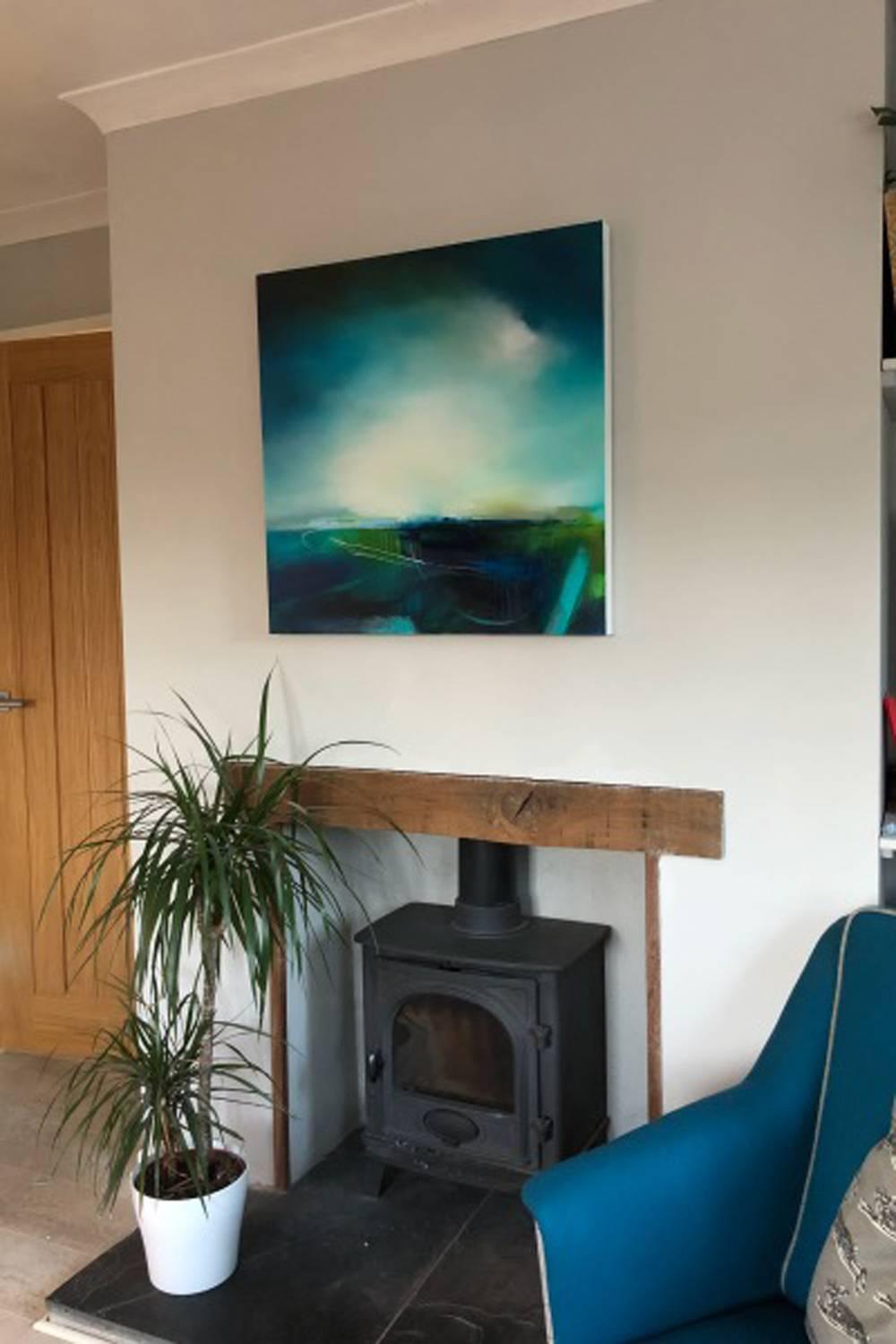 Laura Rich's original painting ‘Wolf Alice on 6Music' is an original oil painting on boxed linen canvas.
This contemporary abstract piece has ben inspired by the landscape surrounding Rich's home in Wiltshire and also a response to her listening to