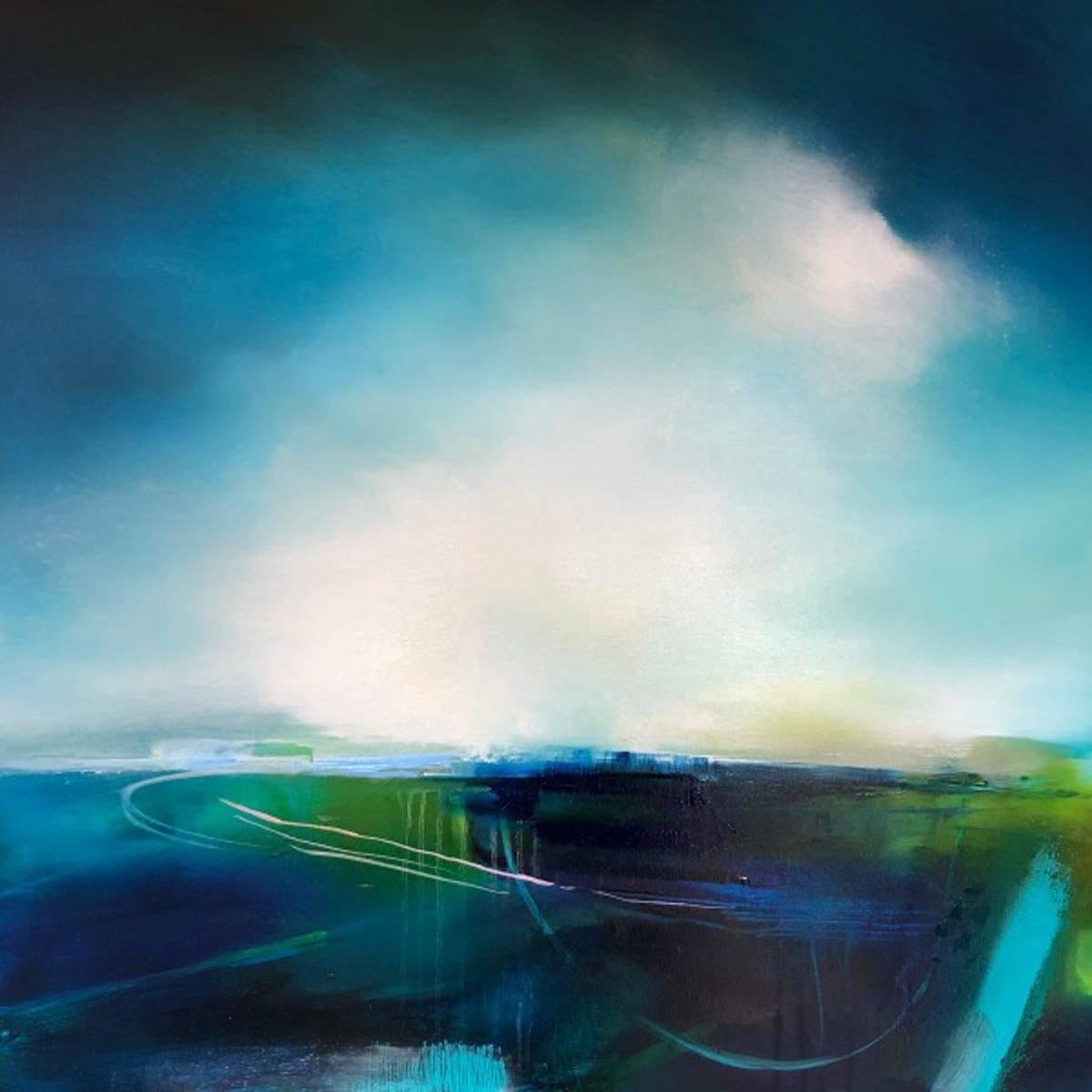 Laura Rich Abstract Painting - Wolf Alice on 6Music, Contemporary Landscape Painting, Blue Expressionist Art