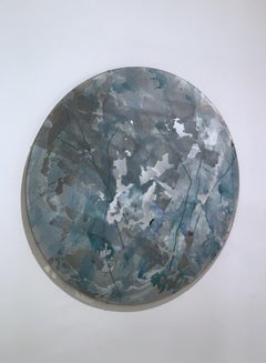 Looking Back​, 2018, mixed media on mylar and glass