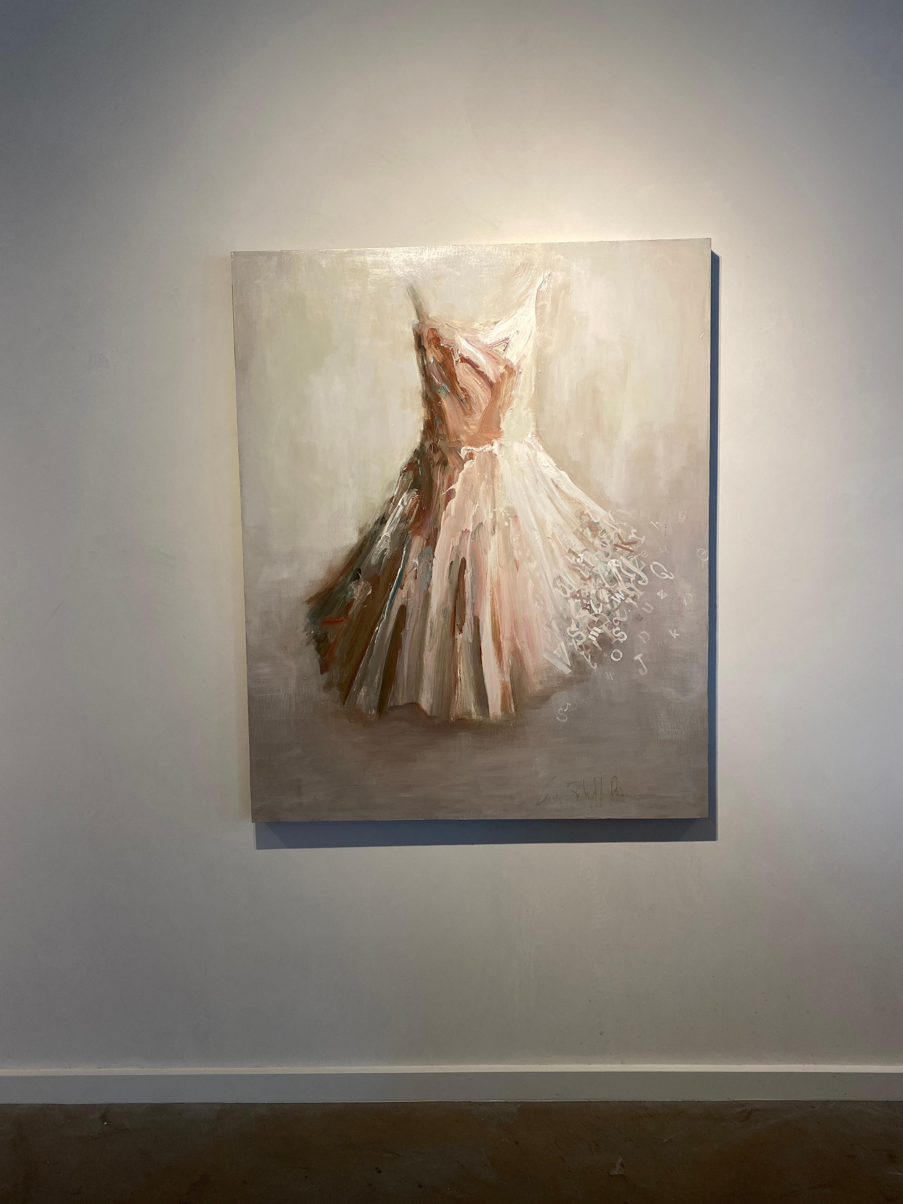 All Things Eventually- Blush toned dress portrait painting by Laura Schiff Bean 1
