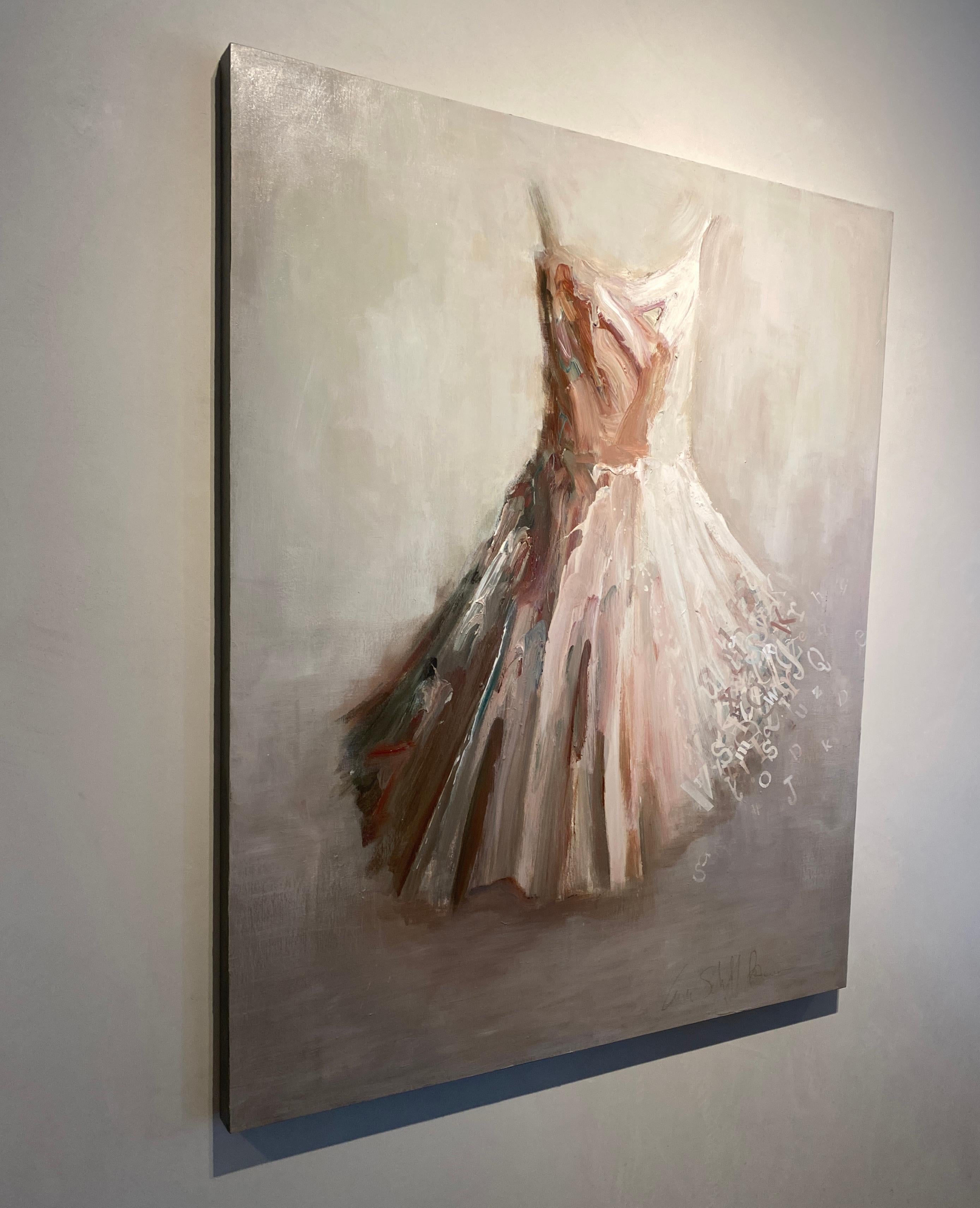 All Things Eventually- Blush toned dress portrait painting by Laura Schiff Bean 2