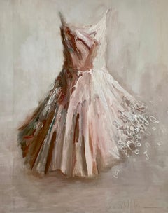 All Things Eventually- Blush toned dress portrait painting by Laura Schiff Bean