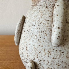 Laura Seaman Cream, Black and Brown Stoneware Vase, Contemporary